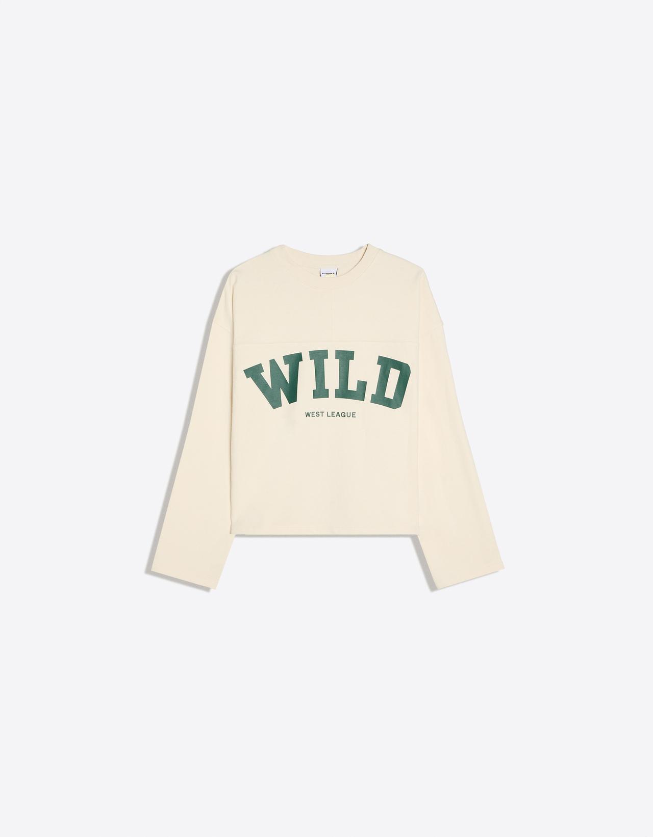 Printed round neck sweatshirt — Off white