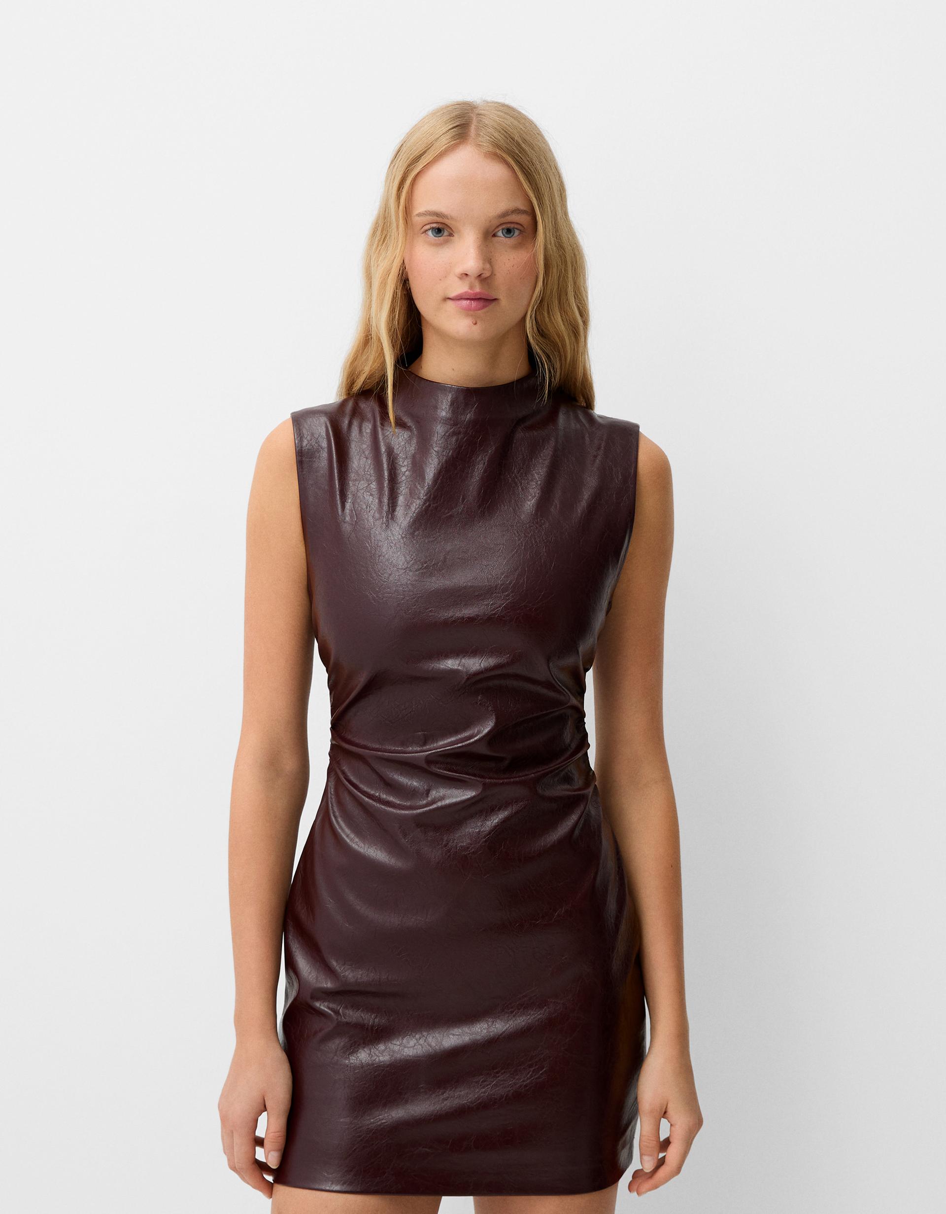 Leather Dress Vestido Mini Efecto Piel Vestido Polipiel Vestido