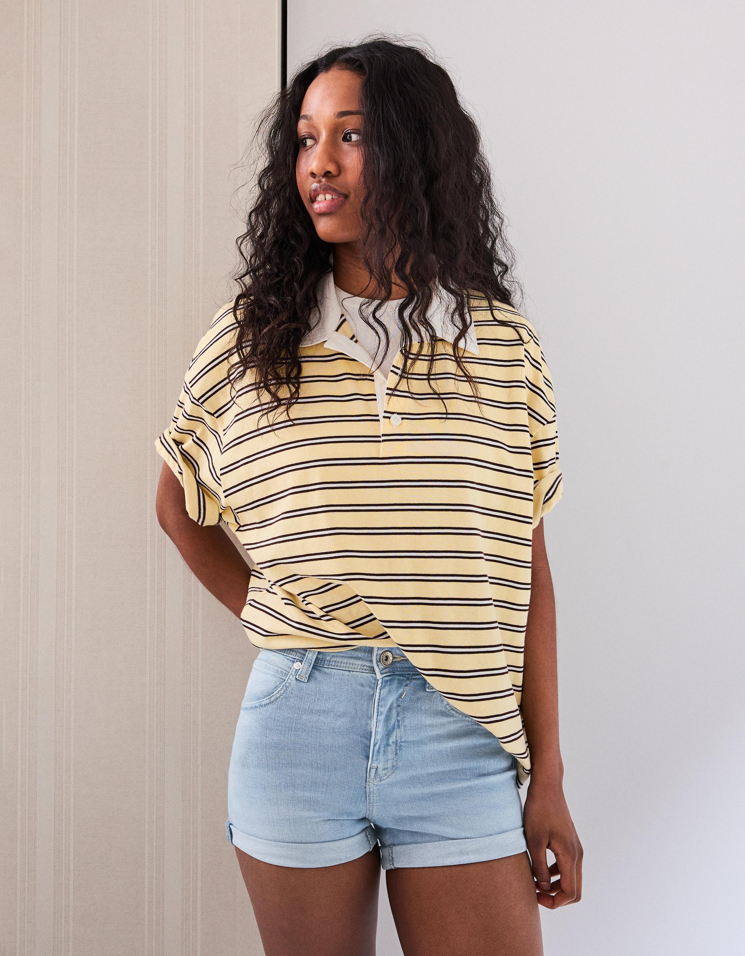 Roll-up denim shorts