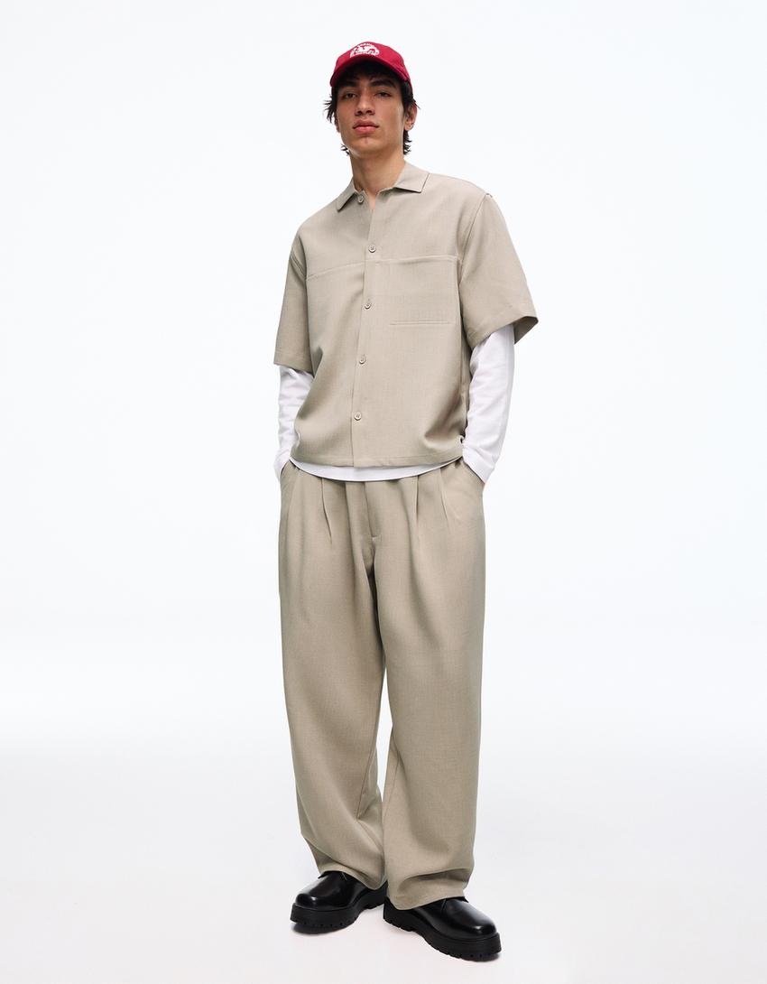 Chemise manches courtes Boxy fit tailoring-Pierre