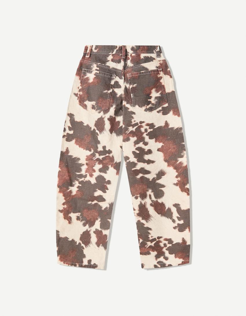 Pantalon barrel imprimé animal-Marron-5