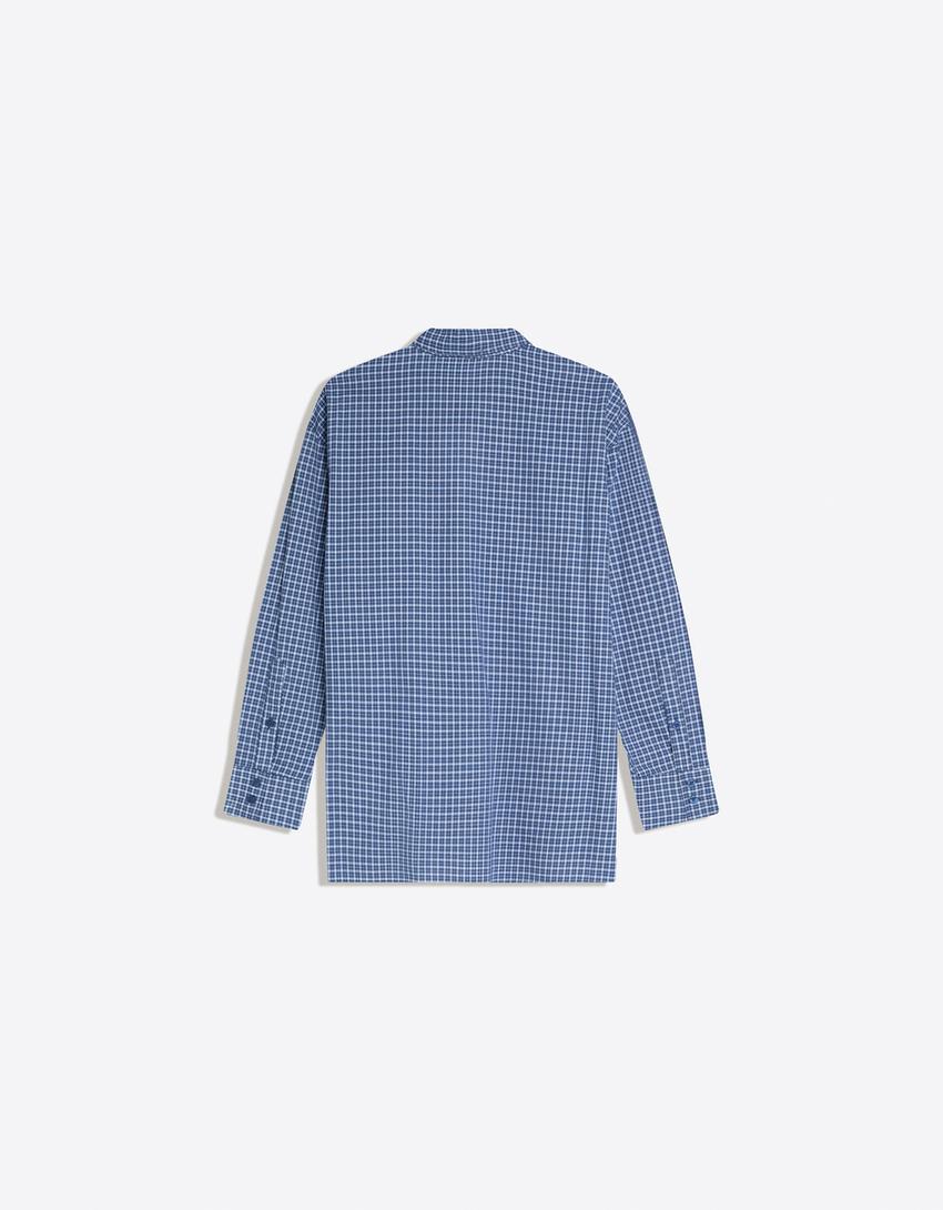 Košulja dugih rukava na preklop sa dugmićima-Tamnoplava