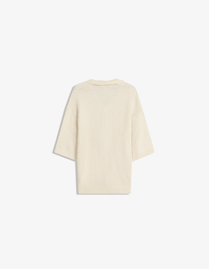 Rustic polo shirt-Cream-5