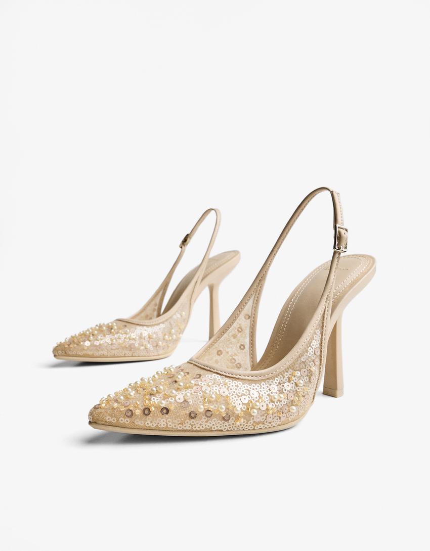 Scarpa con tacco fantasia-Beige