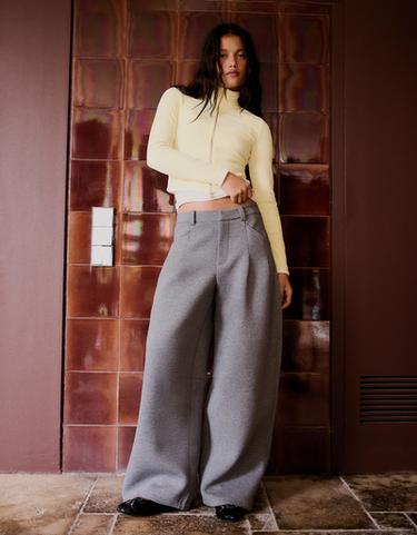 Ribbed zip-up mock neck jacket — Yellow 3