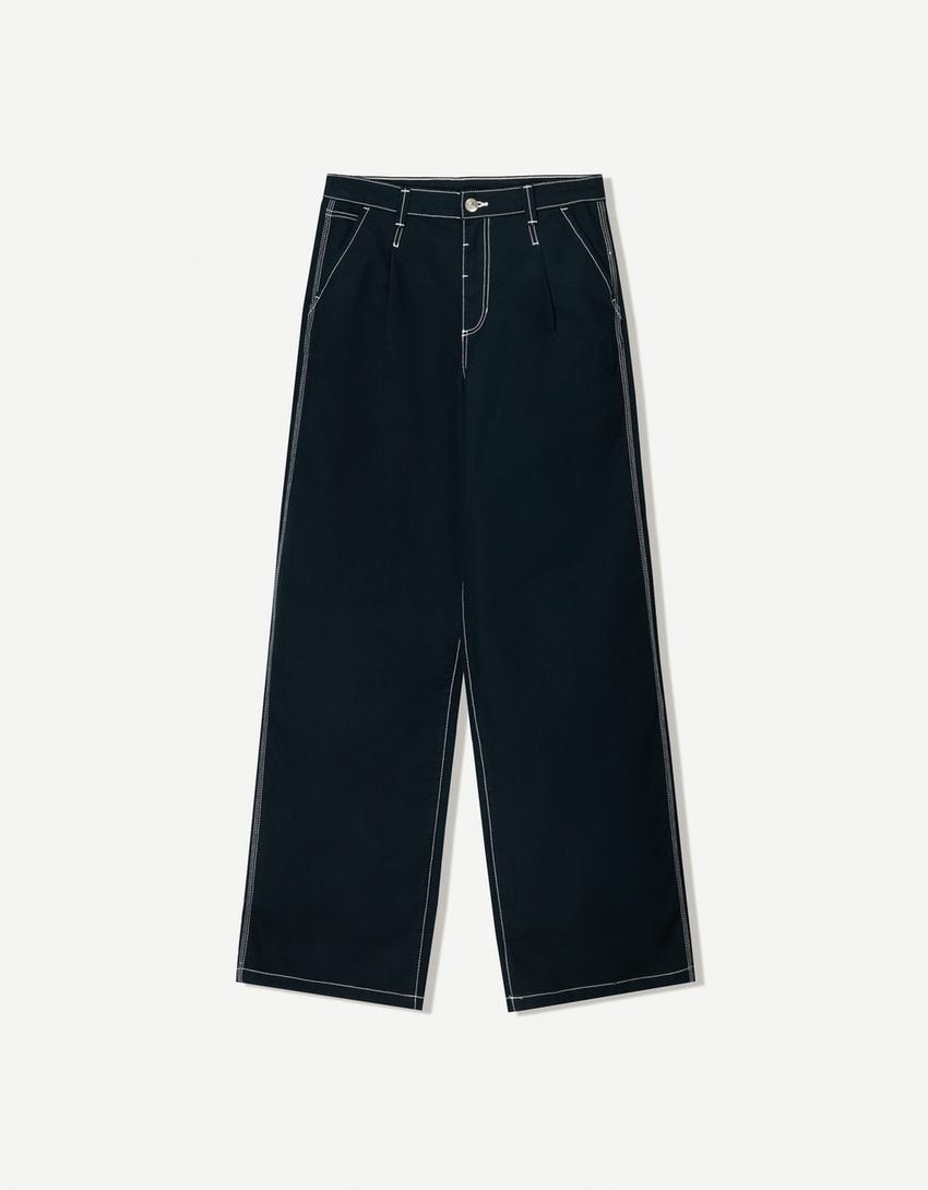 Contrasting wide-leg pants