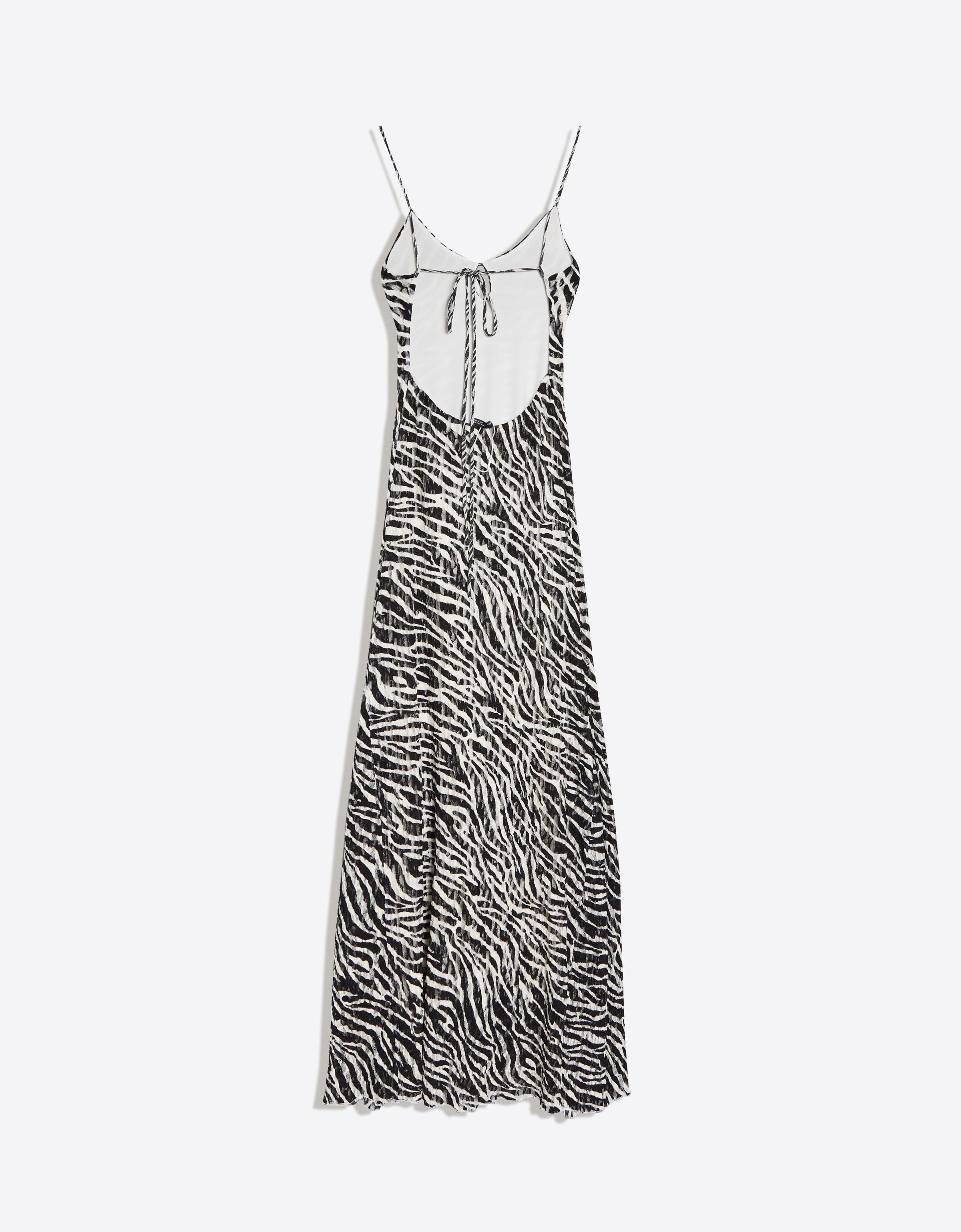 Printed midi dress with straps — Off white