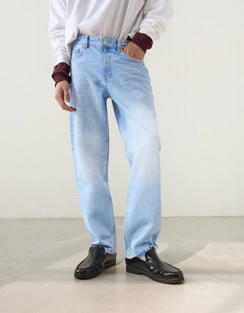 Straight-leg jeans-Light blue