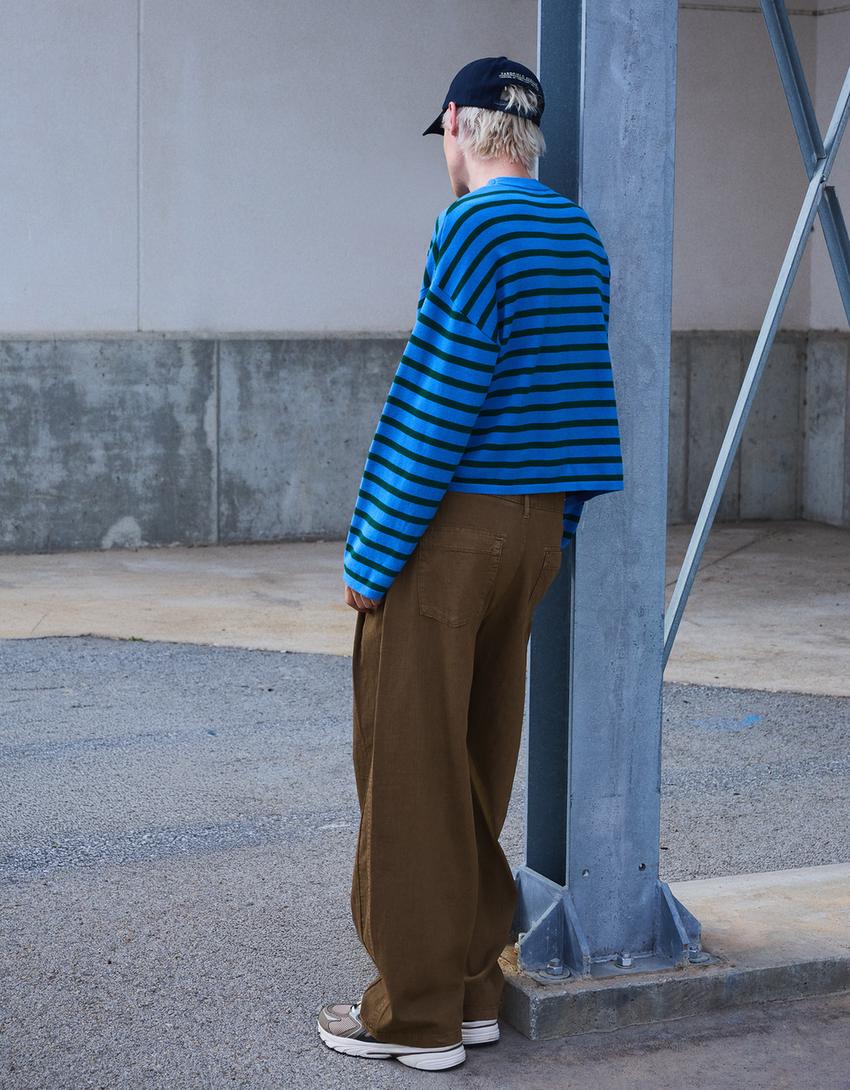 Super baggy linen trousers-Brown