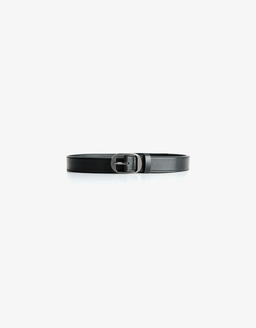 Cinturón fino hebilla oval-Negro-2