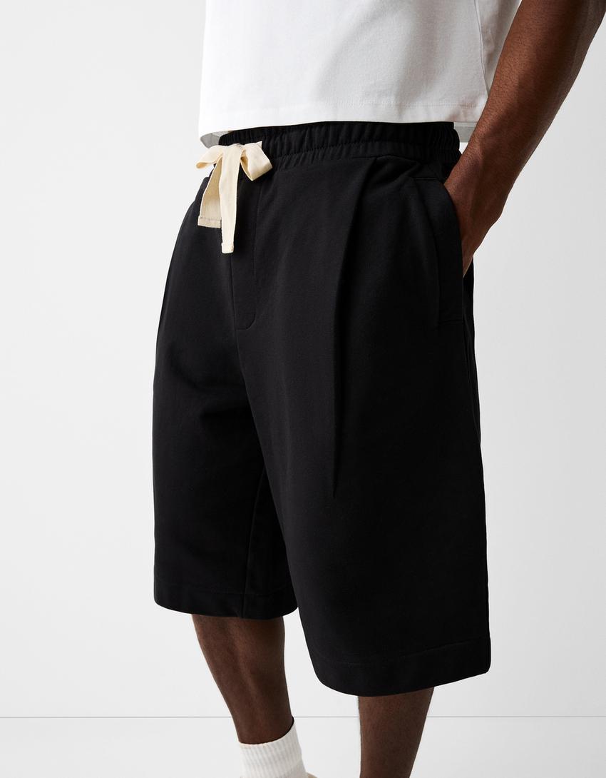 Bermuda baggy pinces-Noir-3