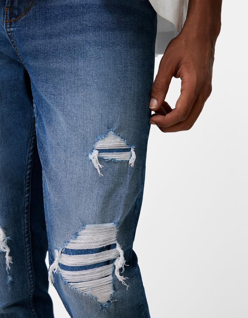 Jeans carrot rotos-Azul-4