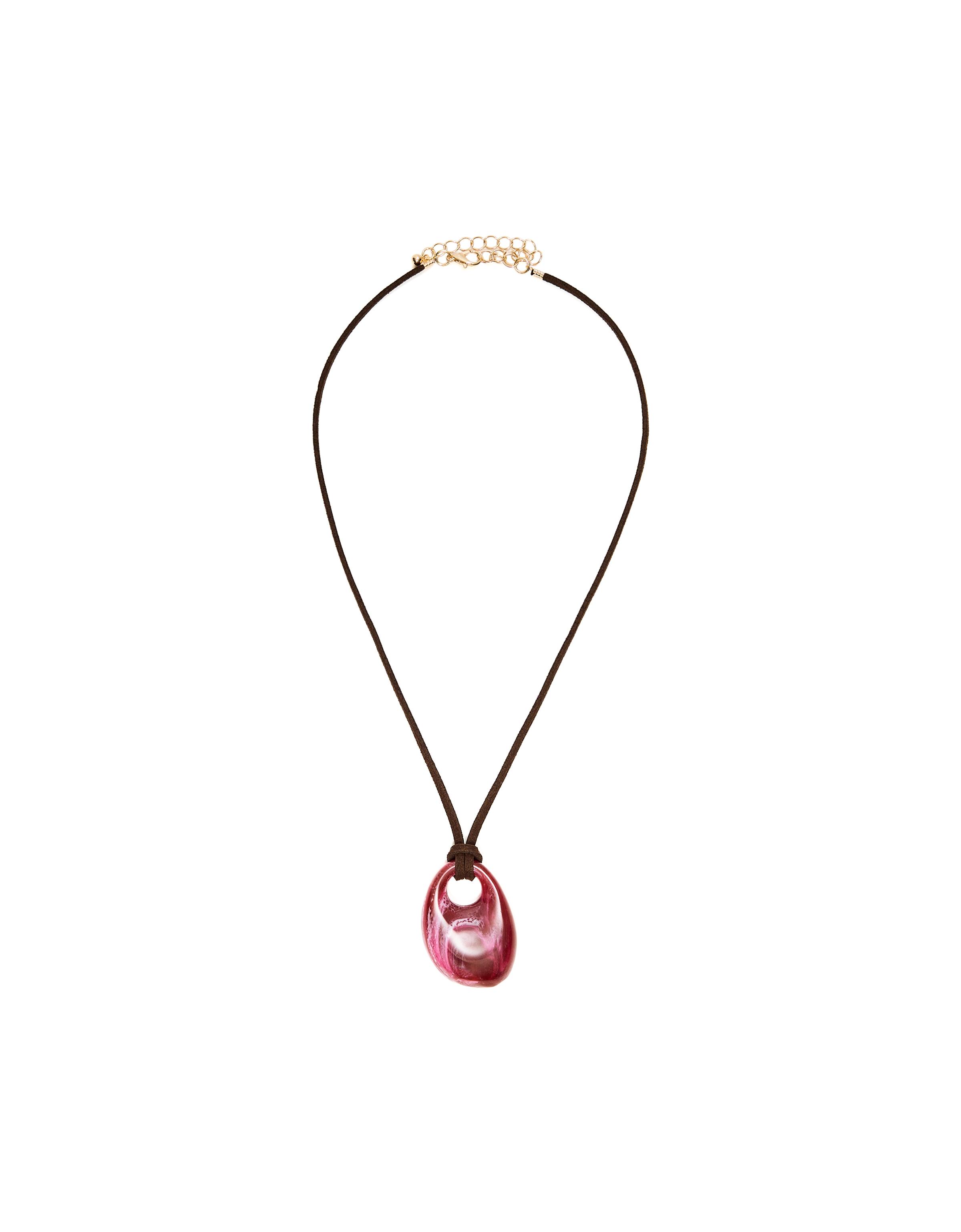 Resin pendant cord necklace — Burgundy