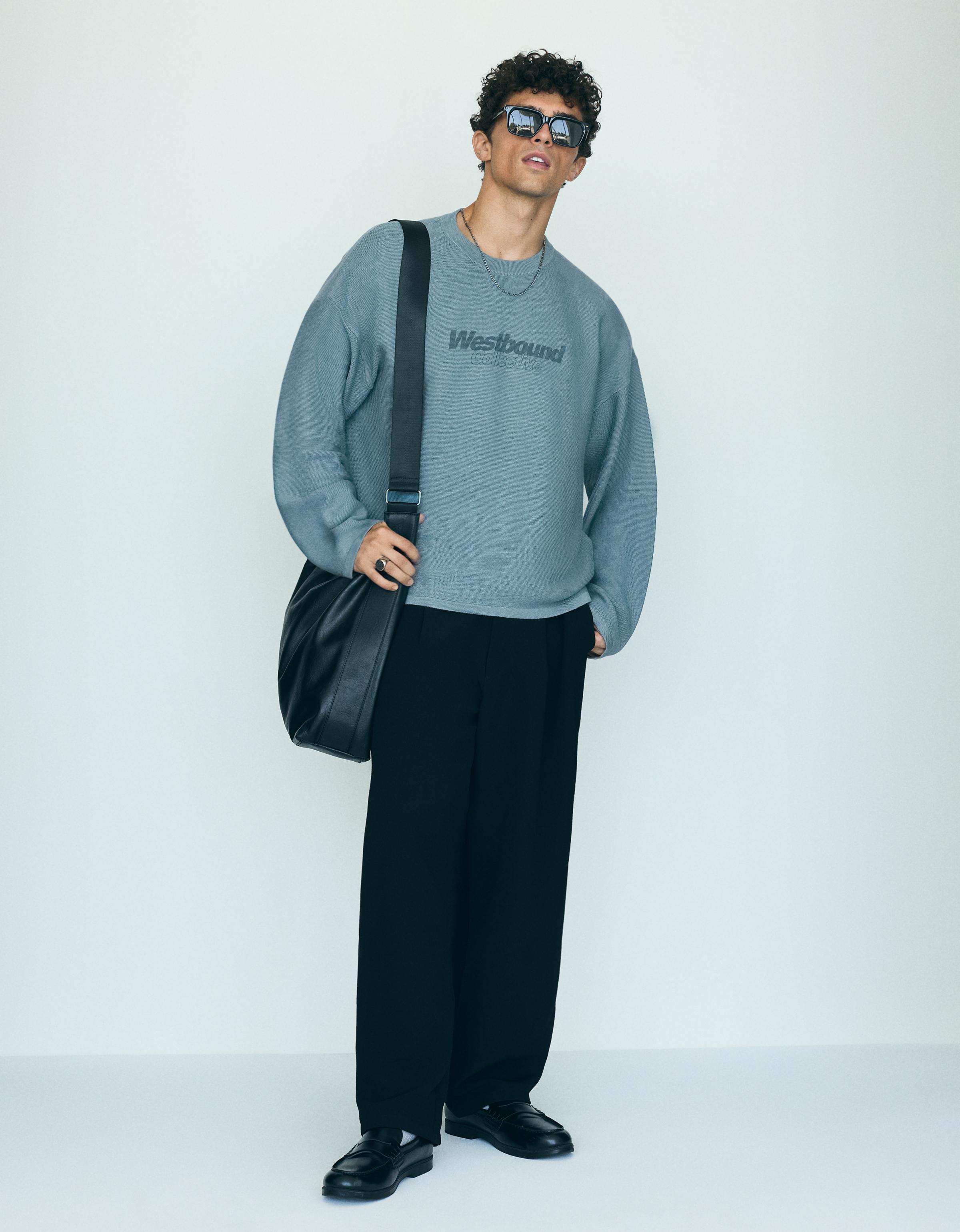 Textured print jumper — Blue