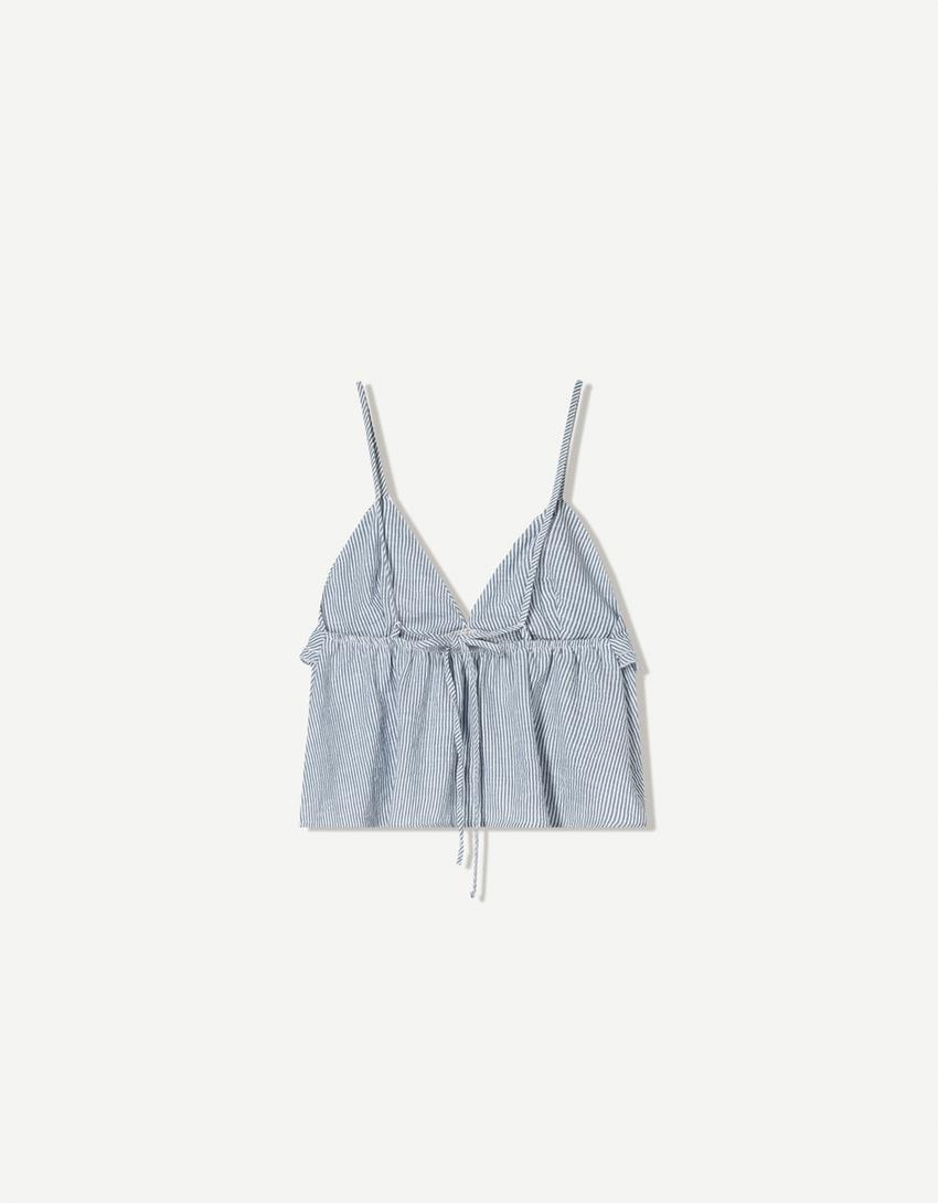 Rustieke mouwloze top-Marineblau