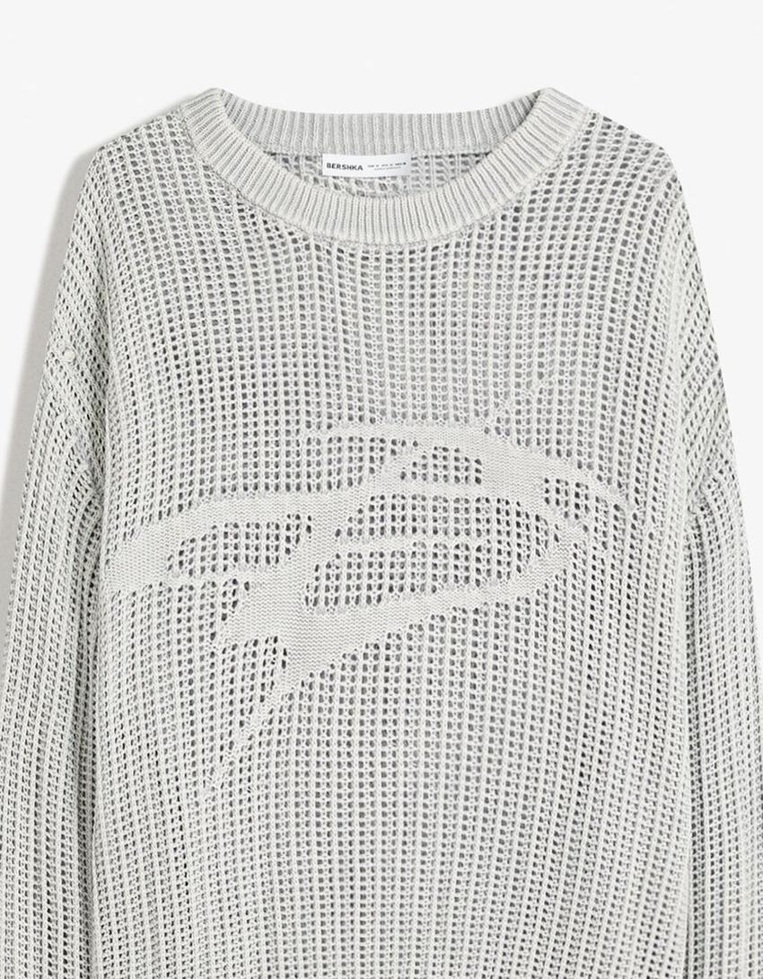 Faded-effect mesh sweater-Grey-5