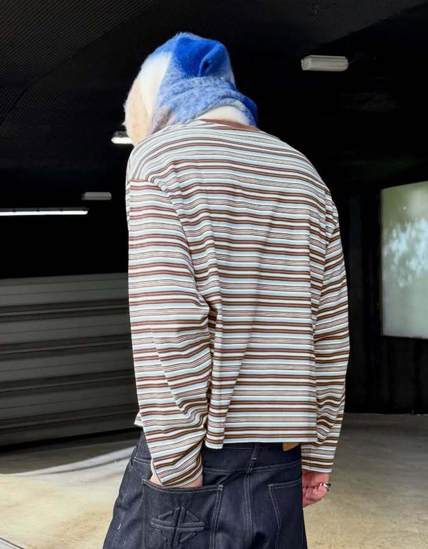 Hosszú ujjú póló retró mintával-Világoskék