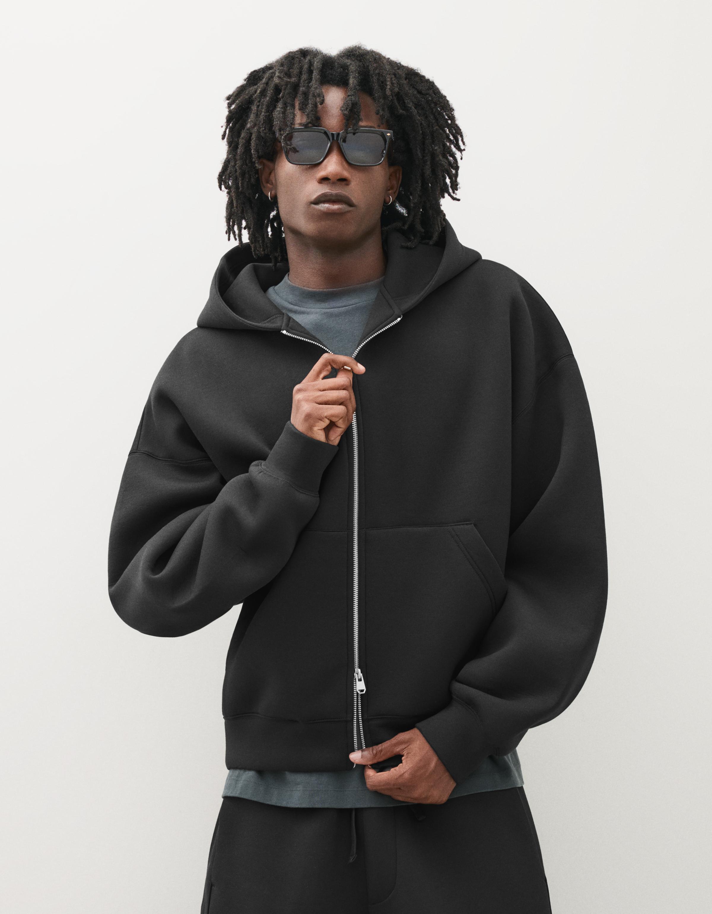 Bershka Sudadera Capucha Técnica Hombre Negro
