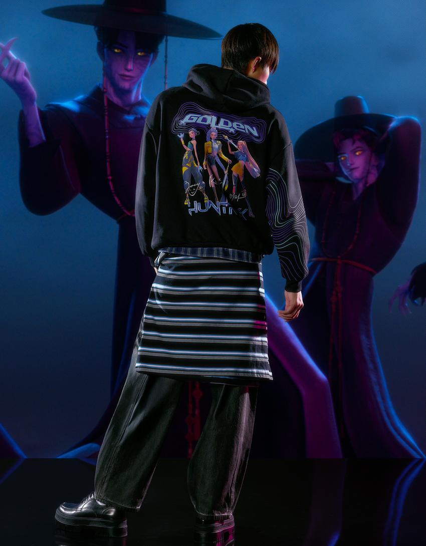 Sweat à capuche KPop Demon Hunters Huntr/x filtre numérique-Noir