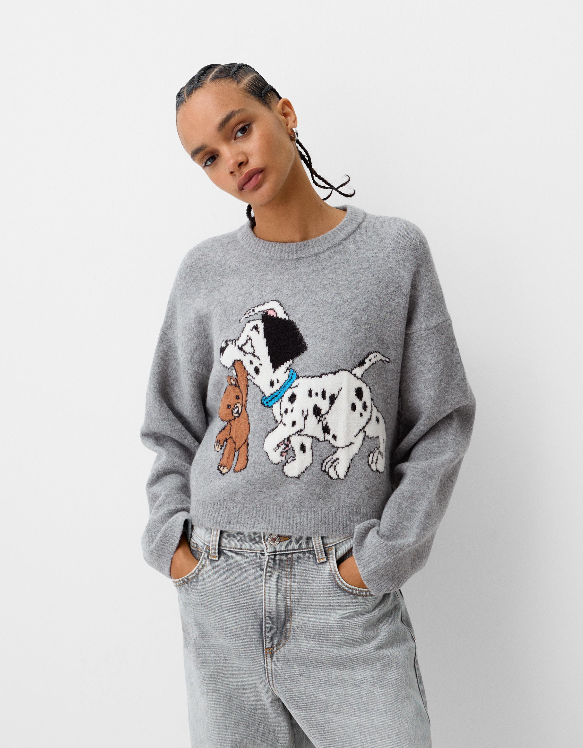 Bershka Pullover 101 Dalmatiner Damen L Grau