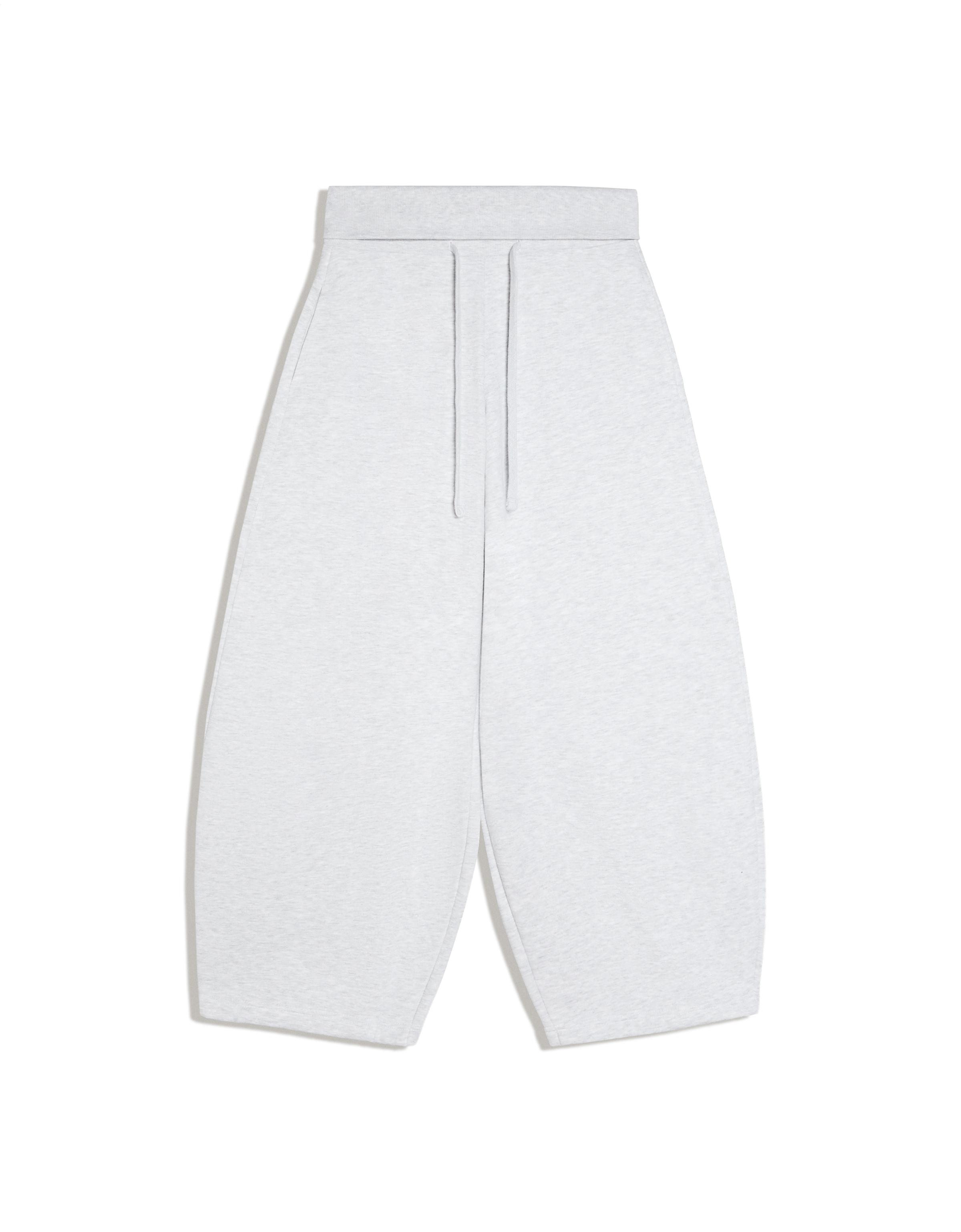 Barrel-leg jersey trousers with fold-over waist — Grey