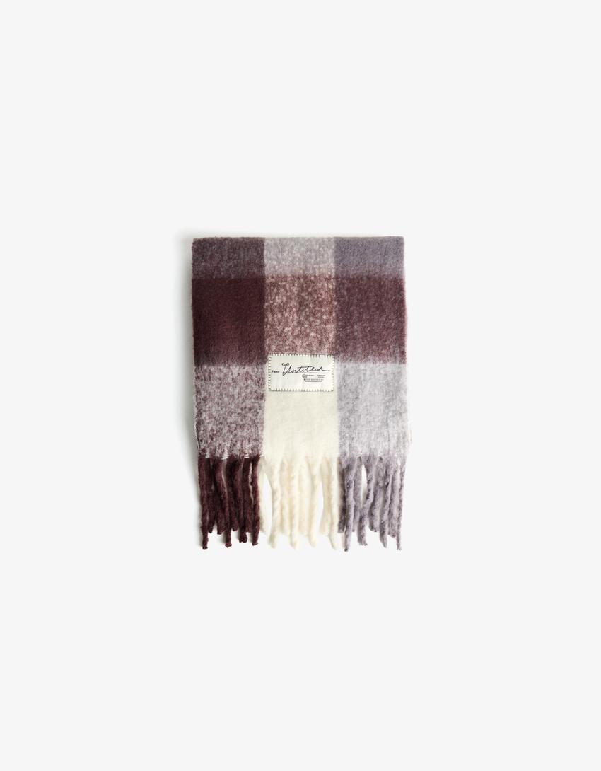 Checked scarf-Brown