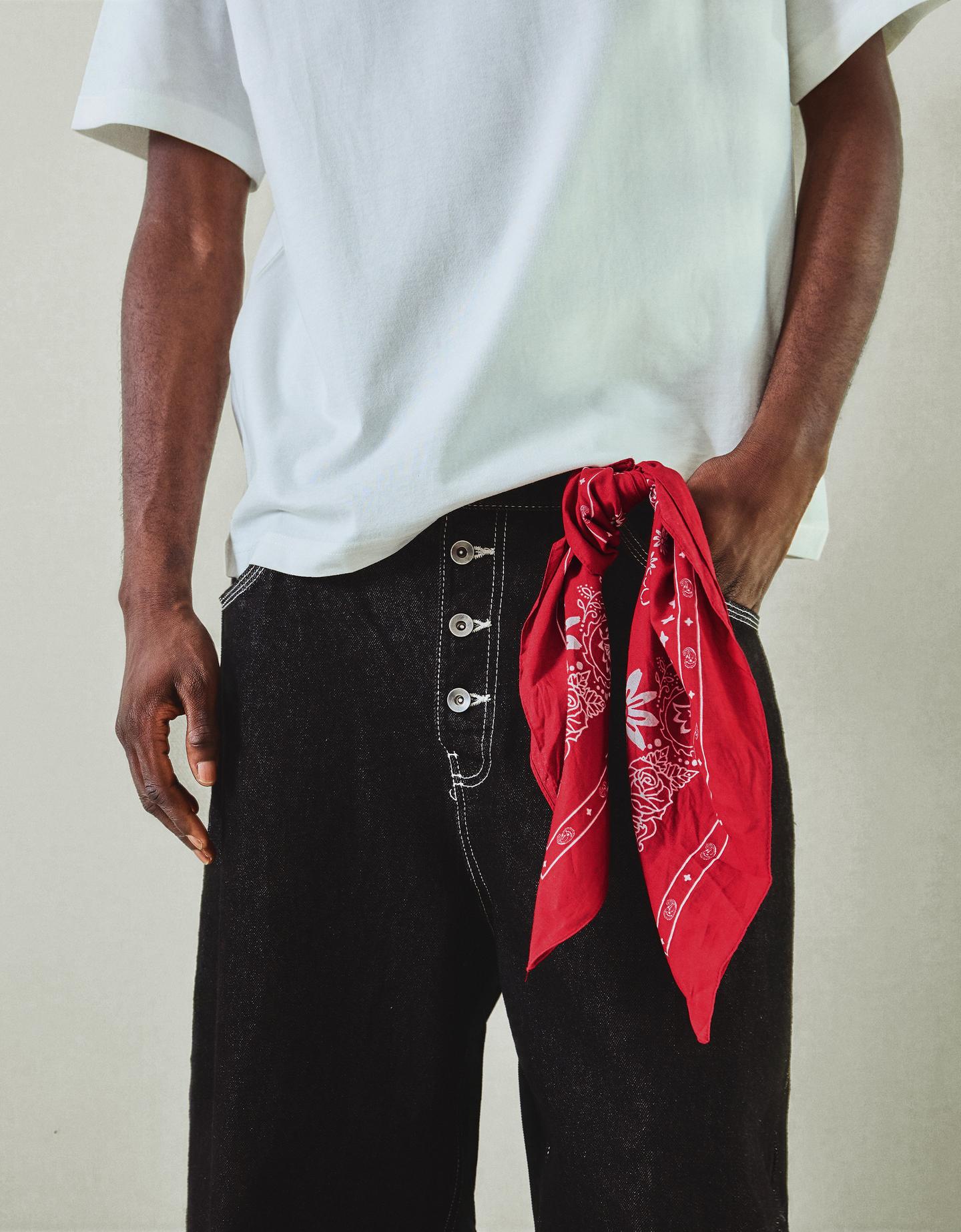 Bershka bandana z nadrukiem czerwony