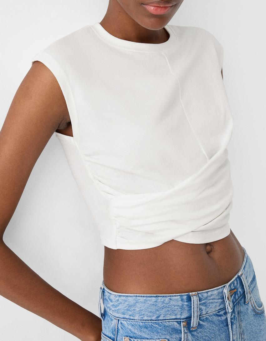 Pack of 2 short sleeve T-shirts with crossover front detail-Multicolored-5