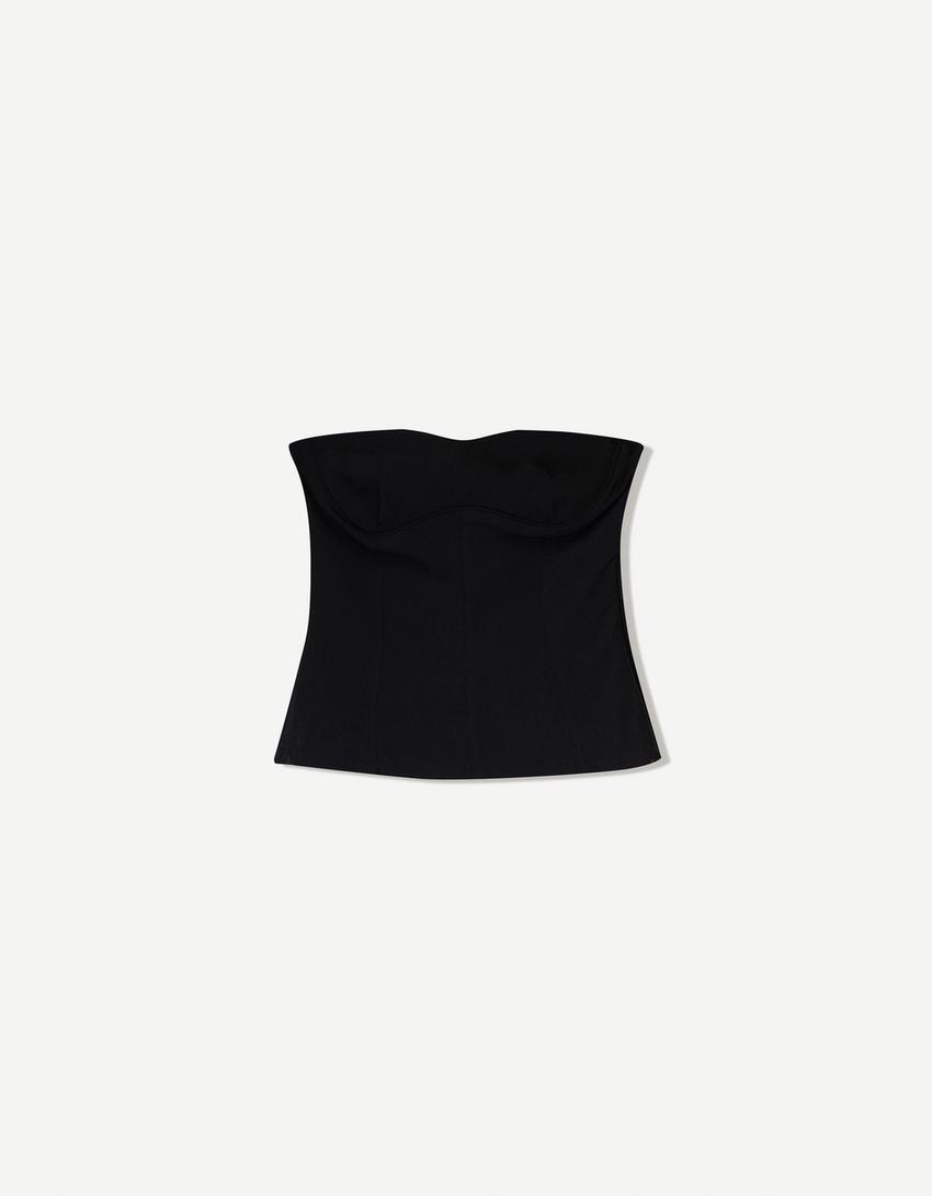 Bengaline corset top-Black-3