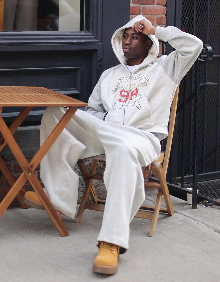 Raglan print hoodie — Grey