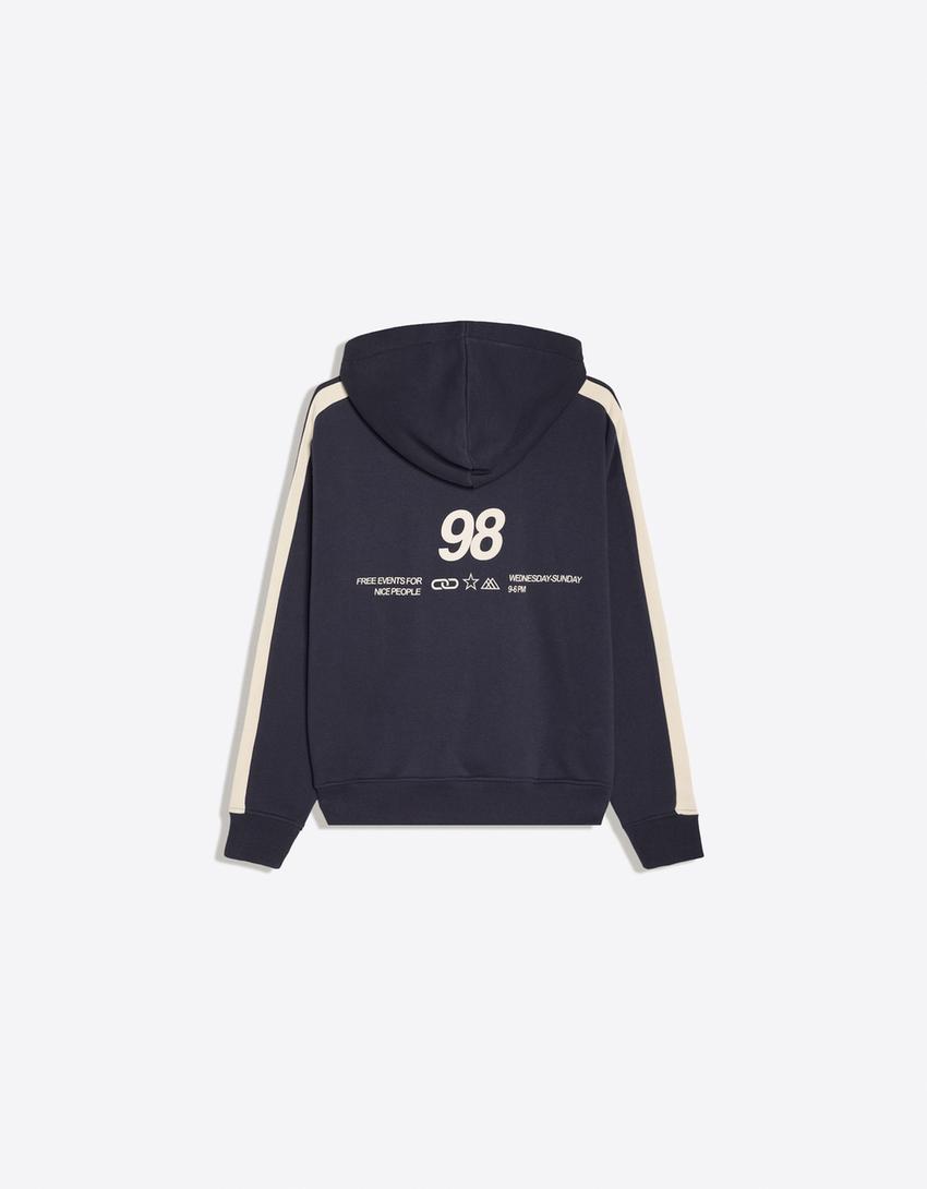 Printed hooded sweatshirt-Navy