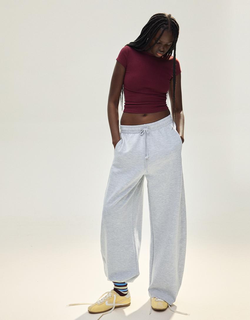 Maglietta a maniche corte girocollo-Bordeaux