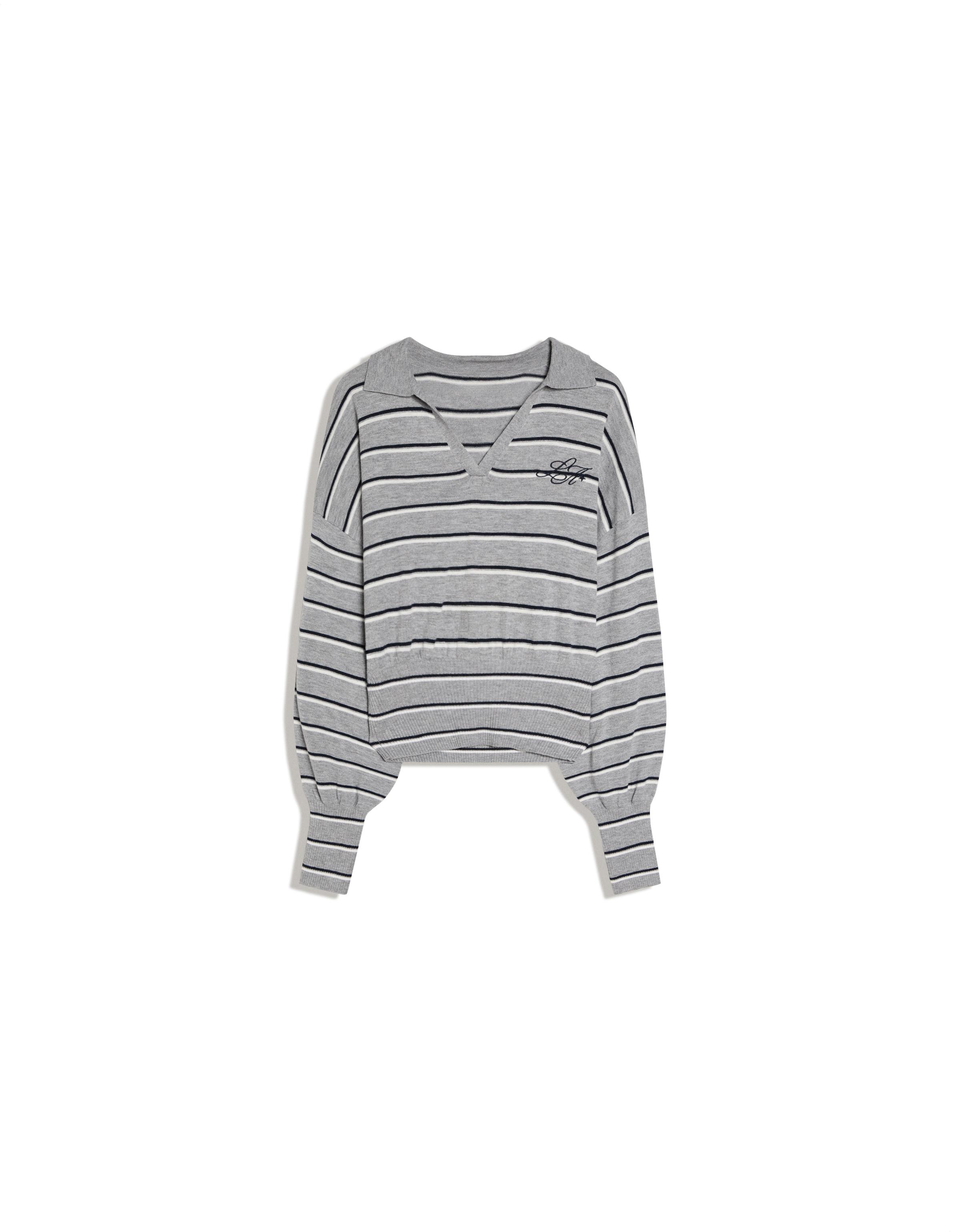 Ribbed polo collar jumper — Grey