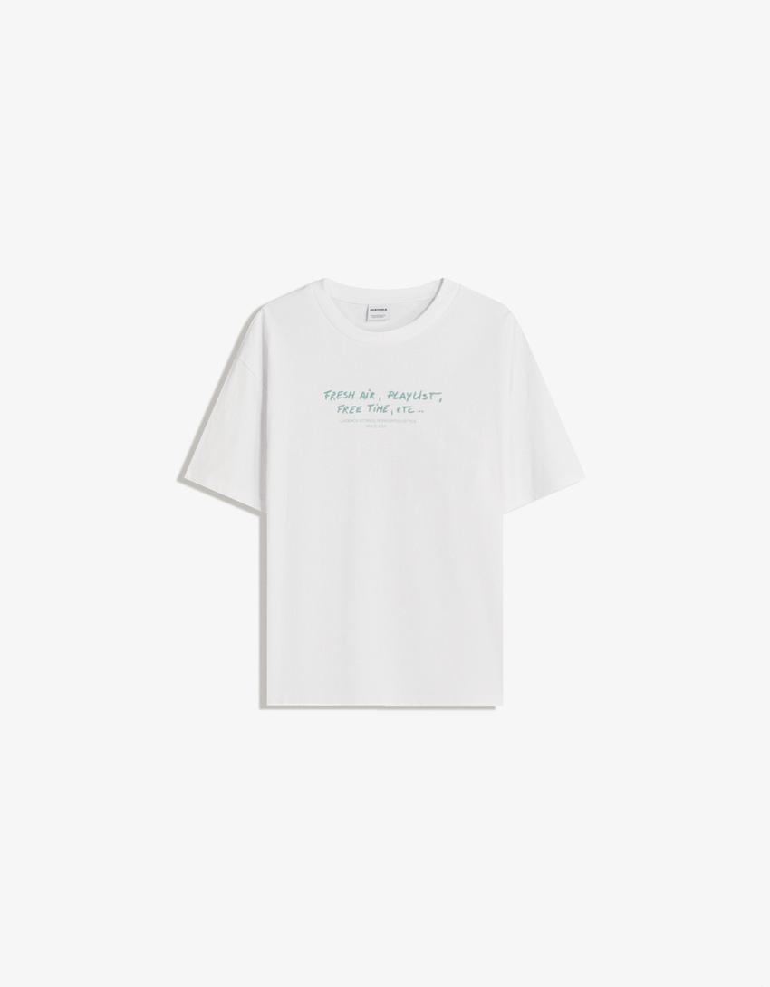 T-shirt manches courtes imprimé-Blanc-0