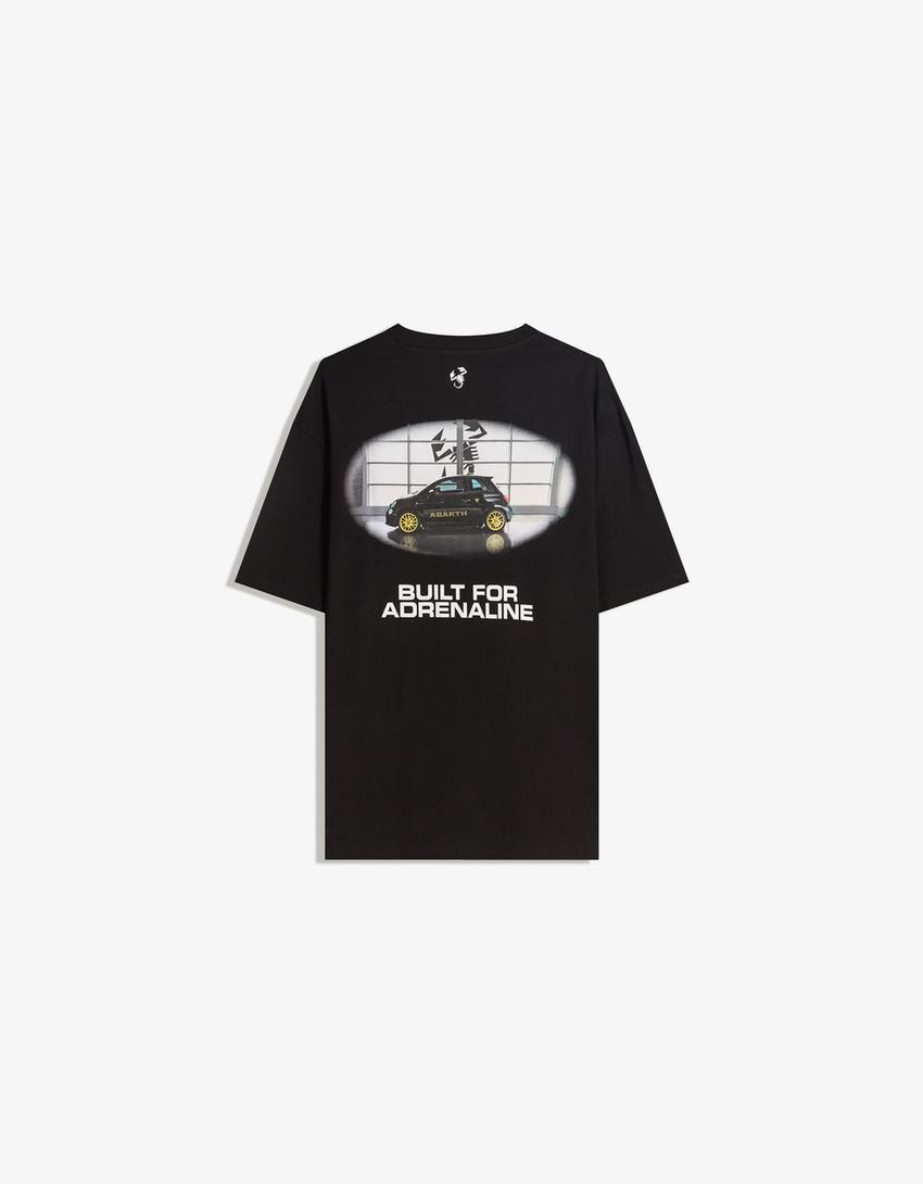 T-shirt met Racing Abarth-print en korte mouw-Zwart