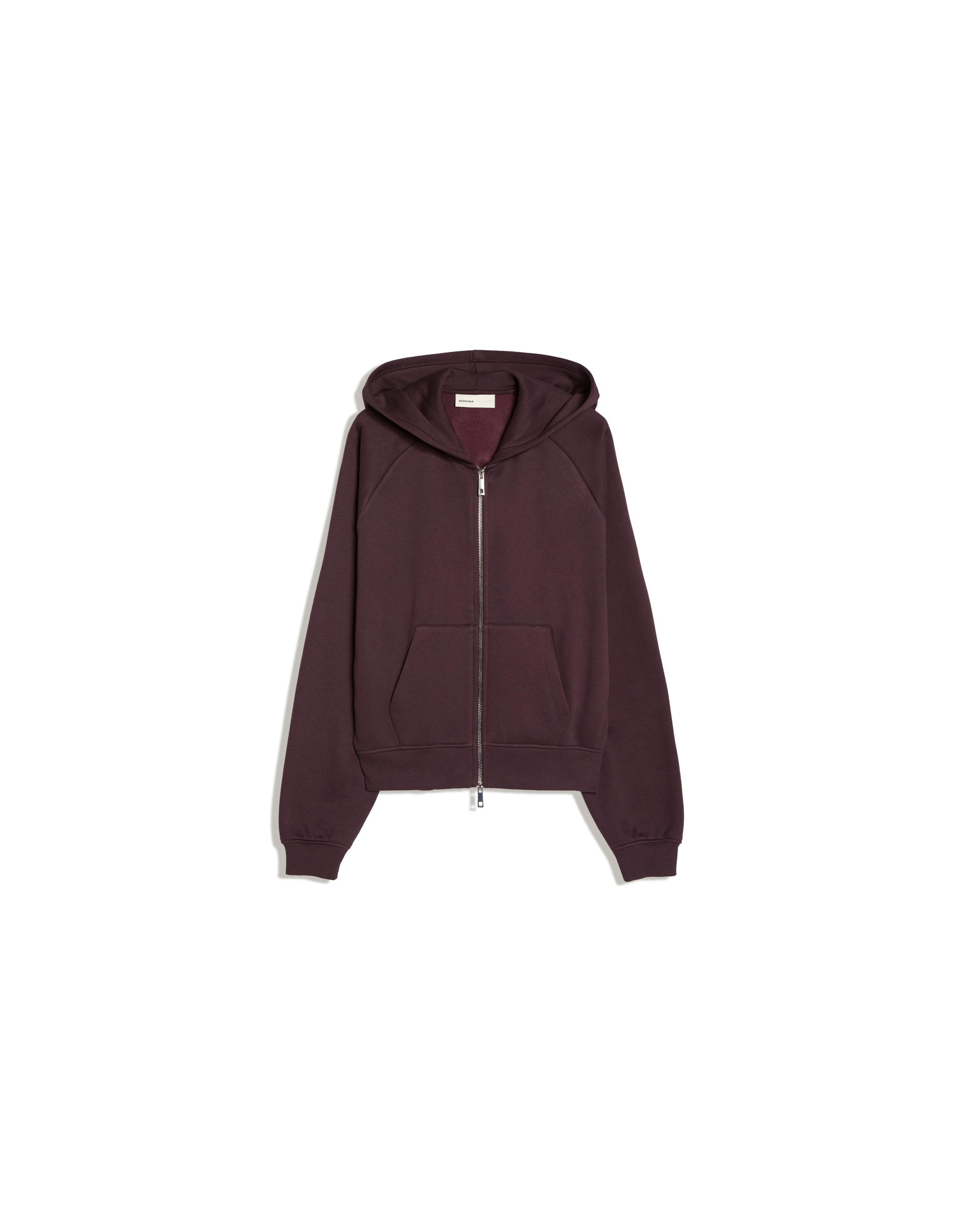 Zip-up plush hooded jacket — Violet