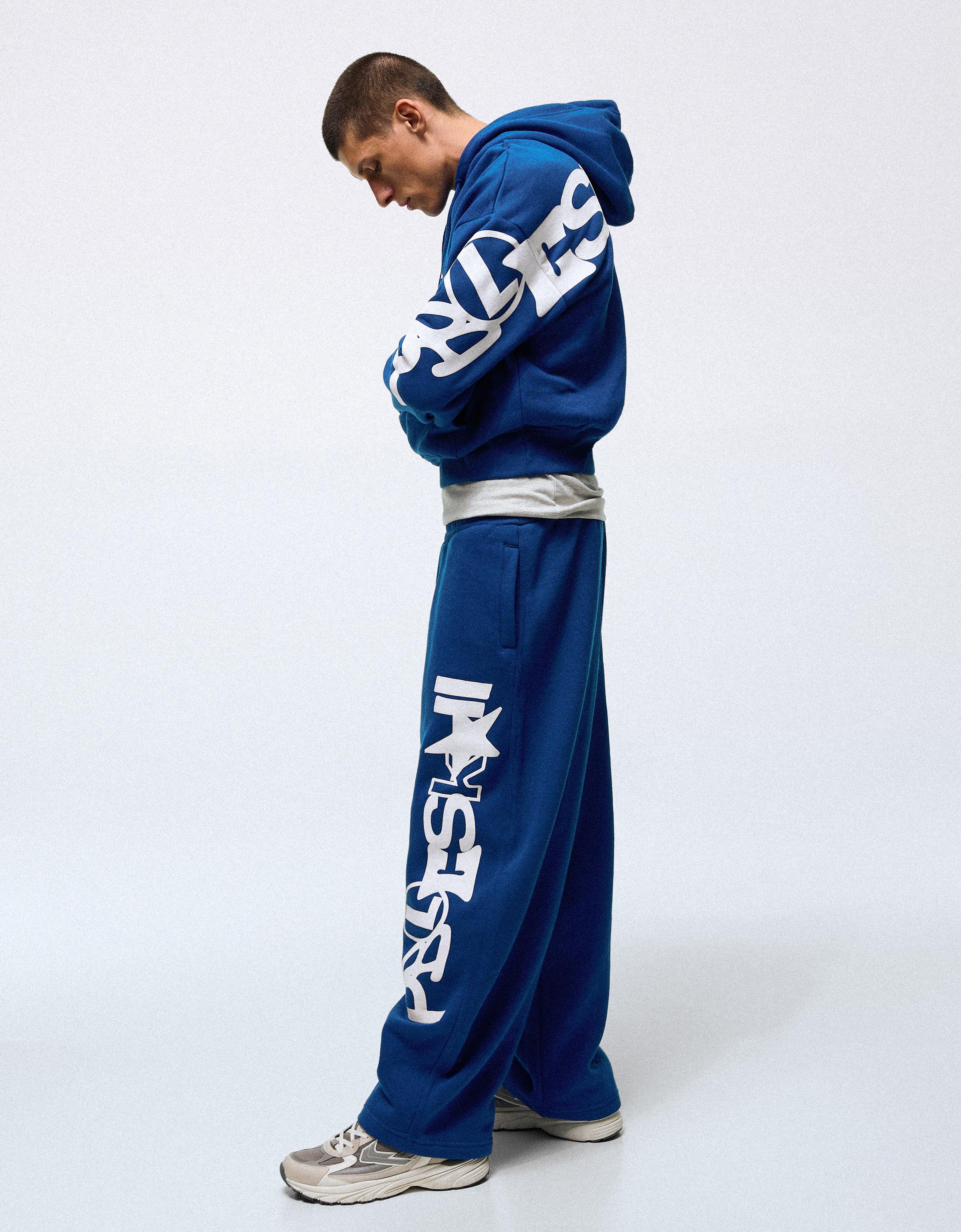 Balloon trousers with side print — Blue