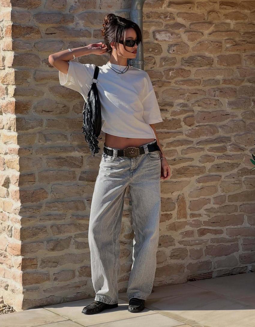 Jean palazzo taille basse Pantalons Femme Bershka