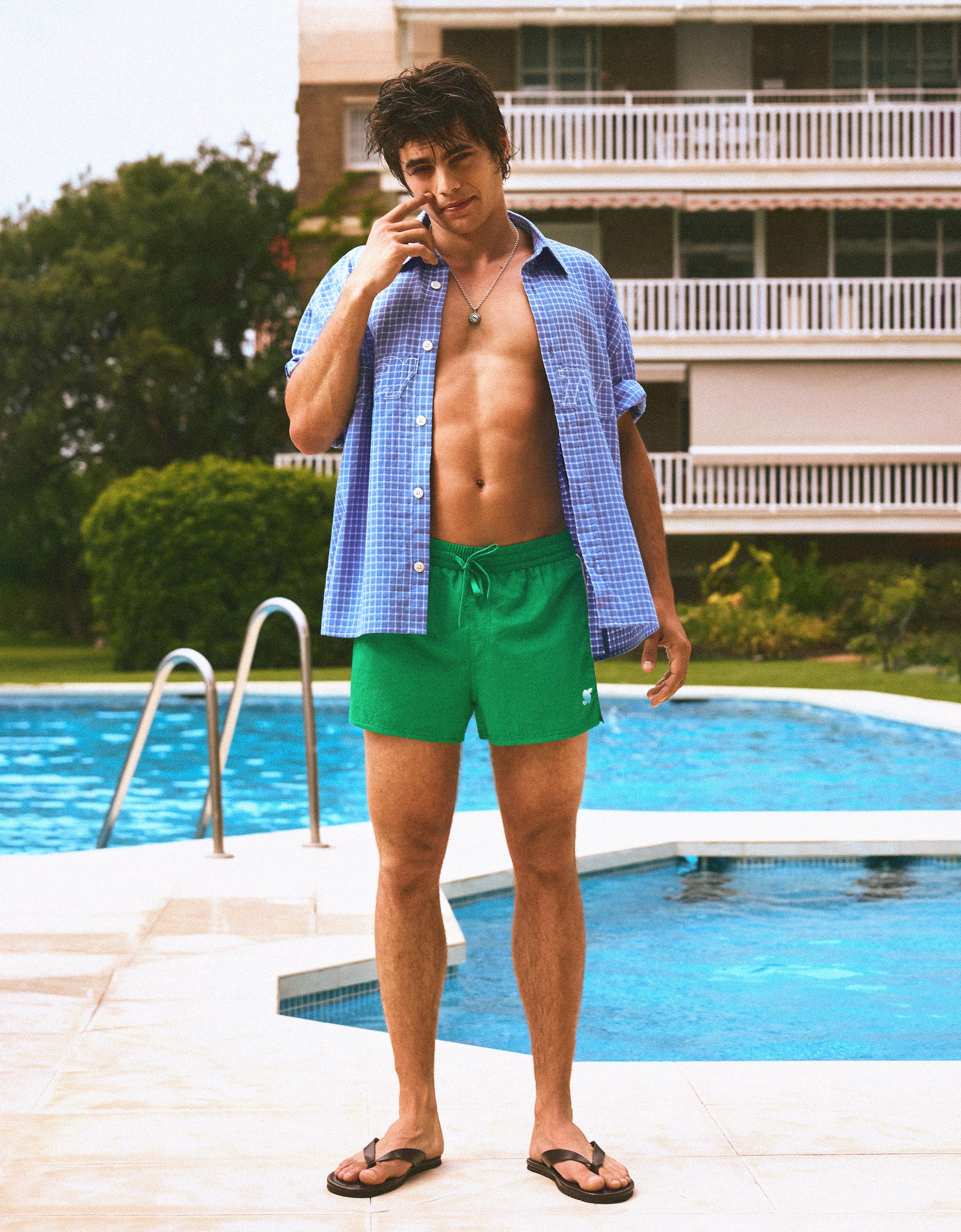Retro short swim shorts — Green