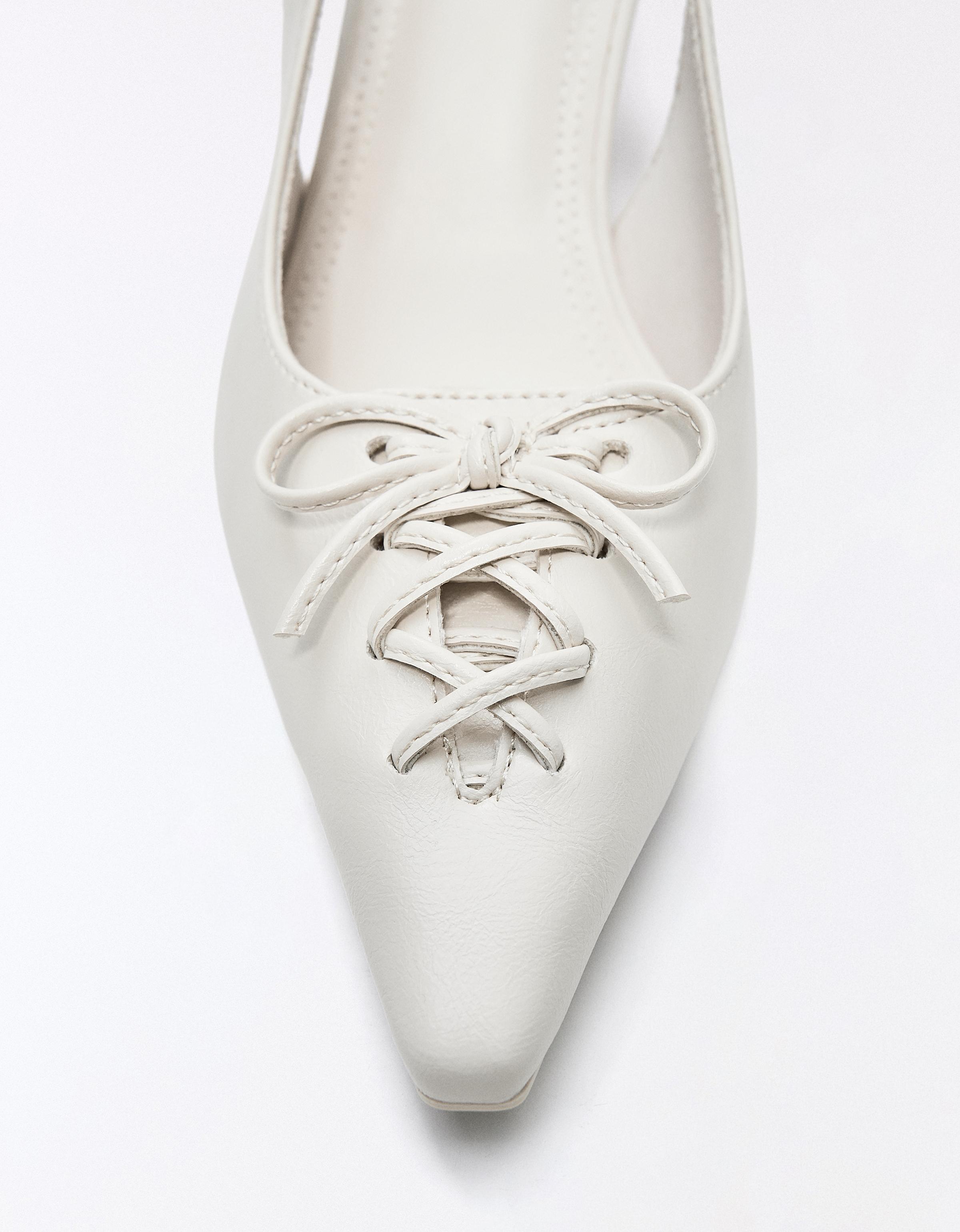 KITTEN HEEL CORSET SHOES — WHITE