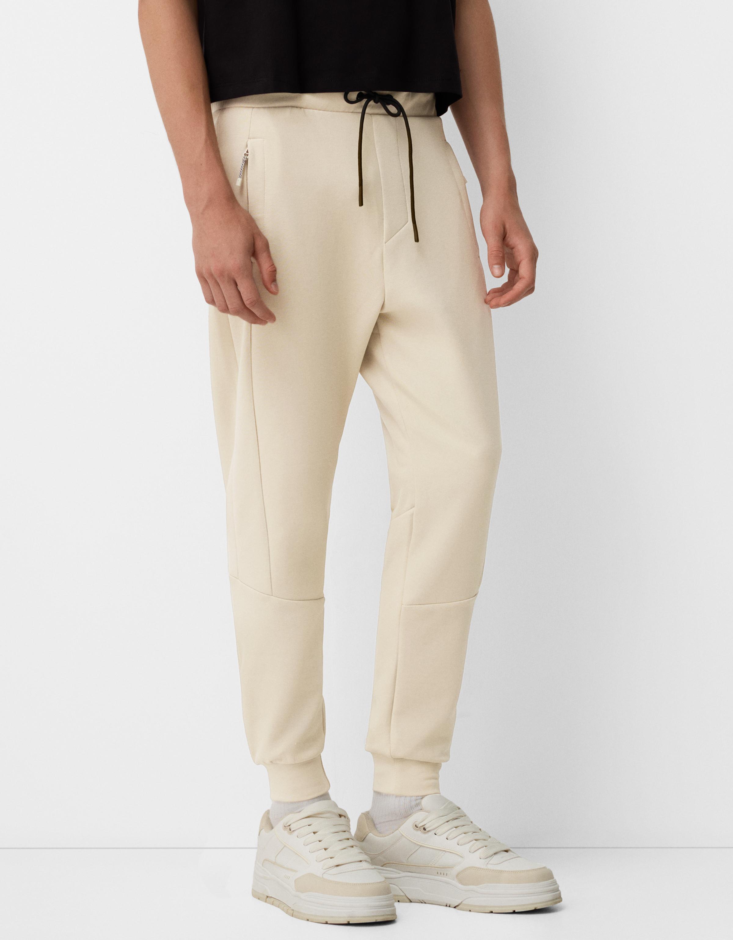 Bershka Joggerhose Aus Plüsch Herren L Beige