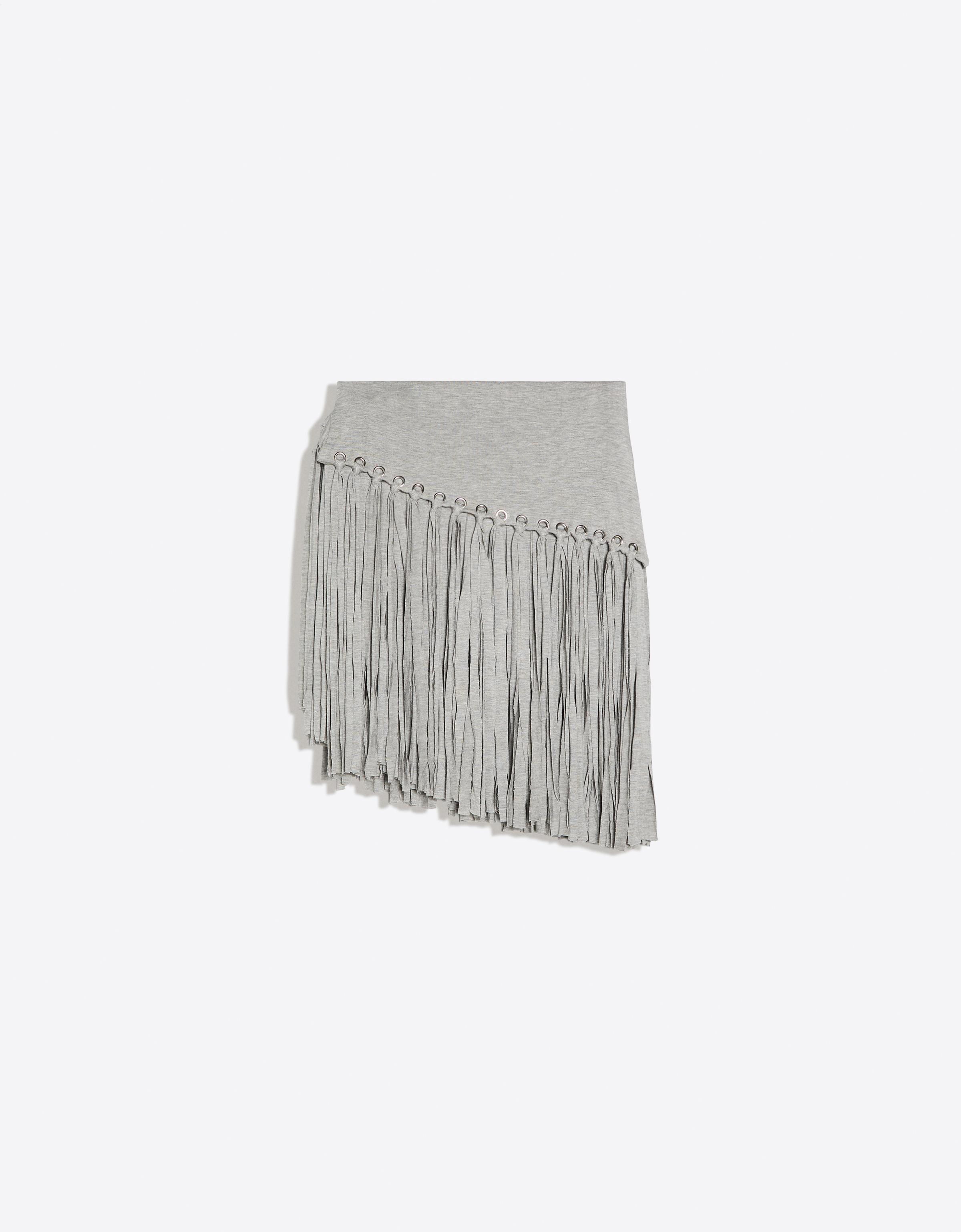 Asymmetric fringed skirt MARINA SENA — Grey