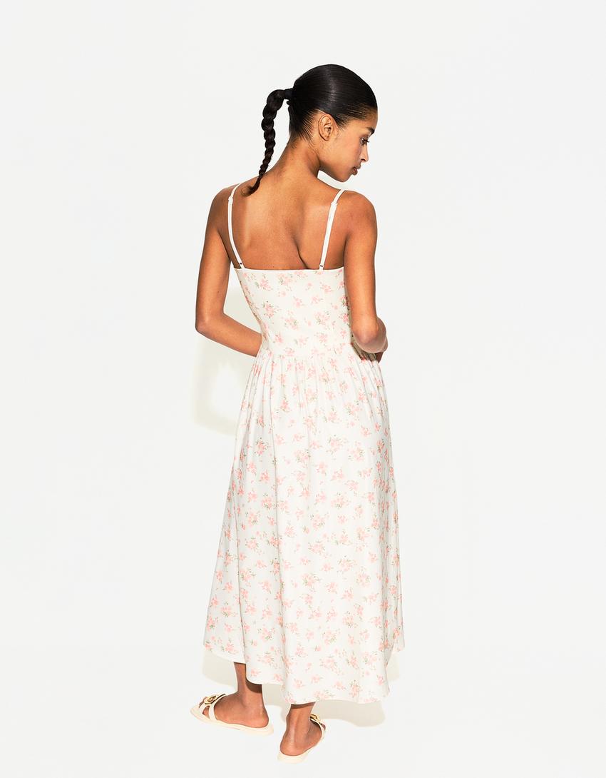 Gathered midi dress-Multicolored-2