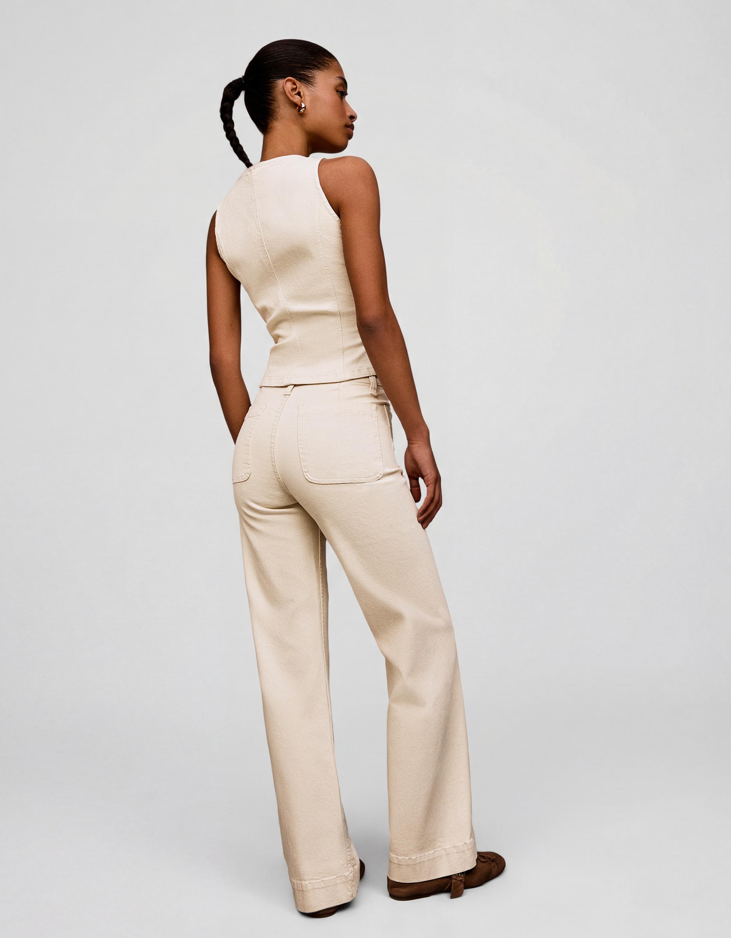 Dikişsiz geniş paça jean - Görsel 20