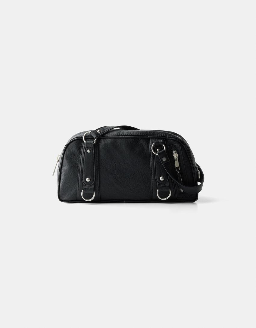 Faded-effect bowling bag-Black