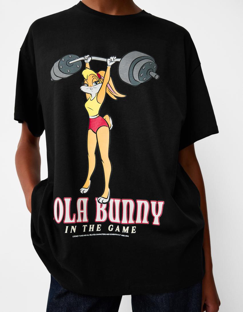 Oversize, rövid ujjú, Bolondos dallamok póló-Fekete