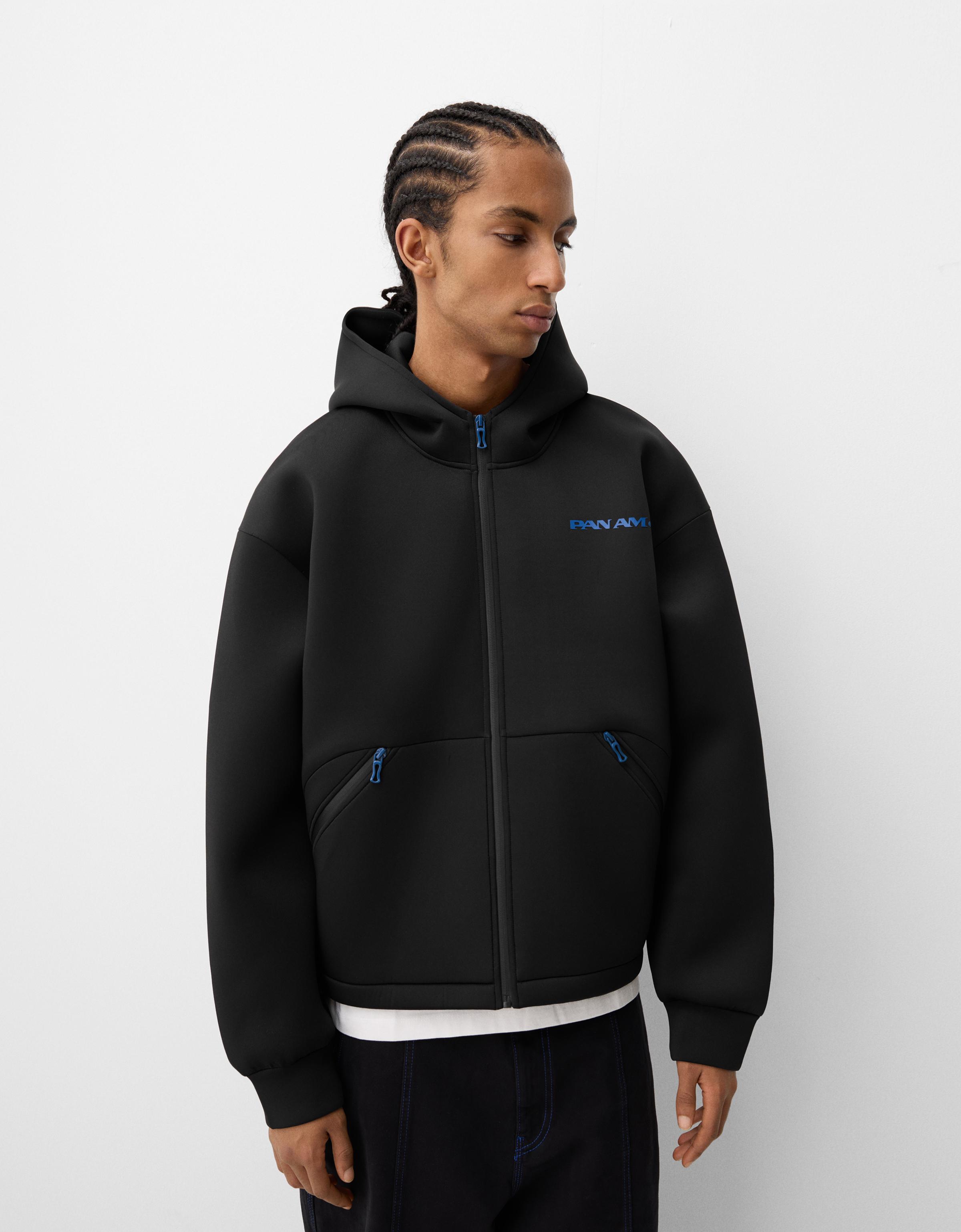 Bershka Hoodie Pan Am Mit Reißverschluss Und Kapuze Herren Xs Schwarz