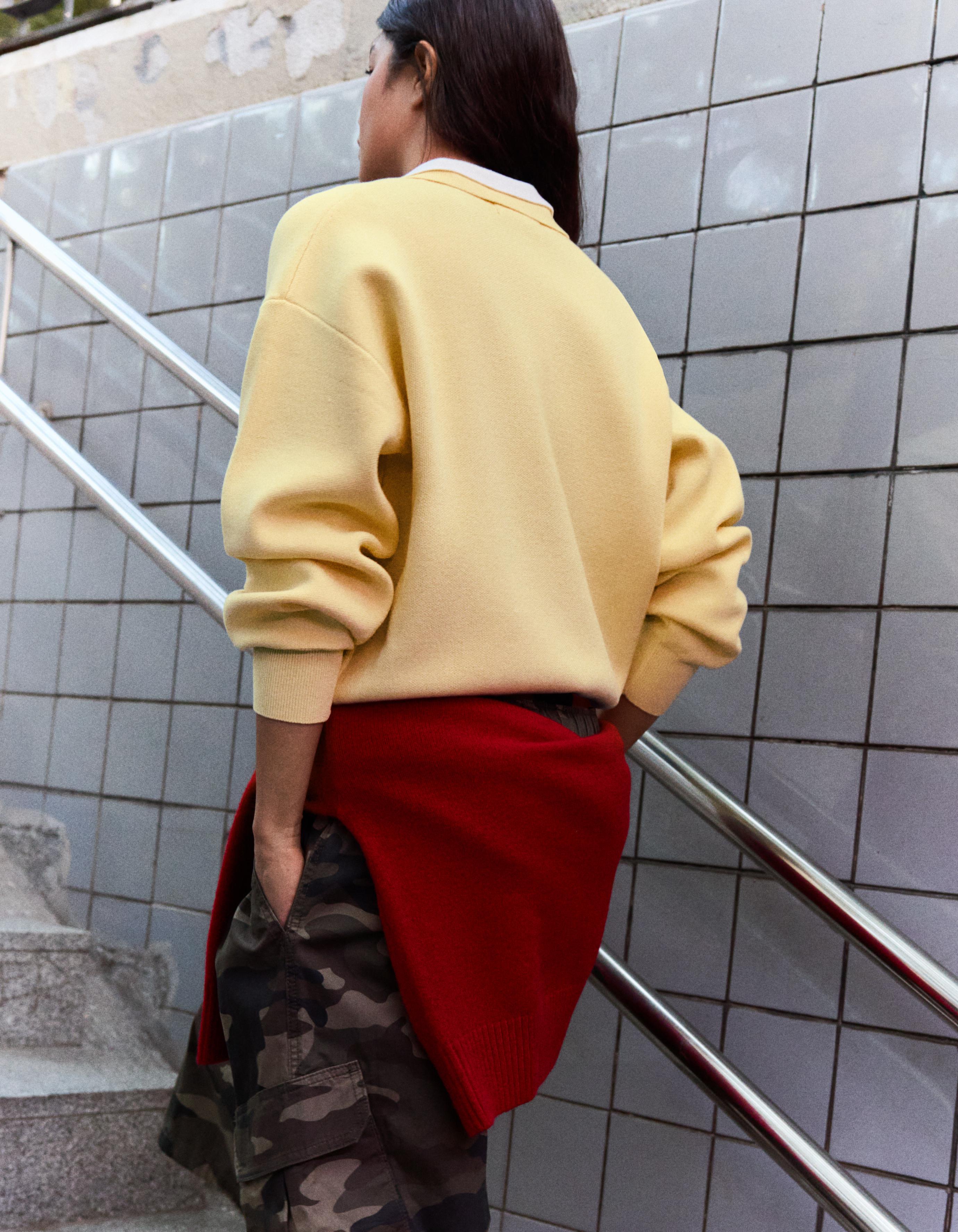 Oversize polo collar jumper — Yellow