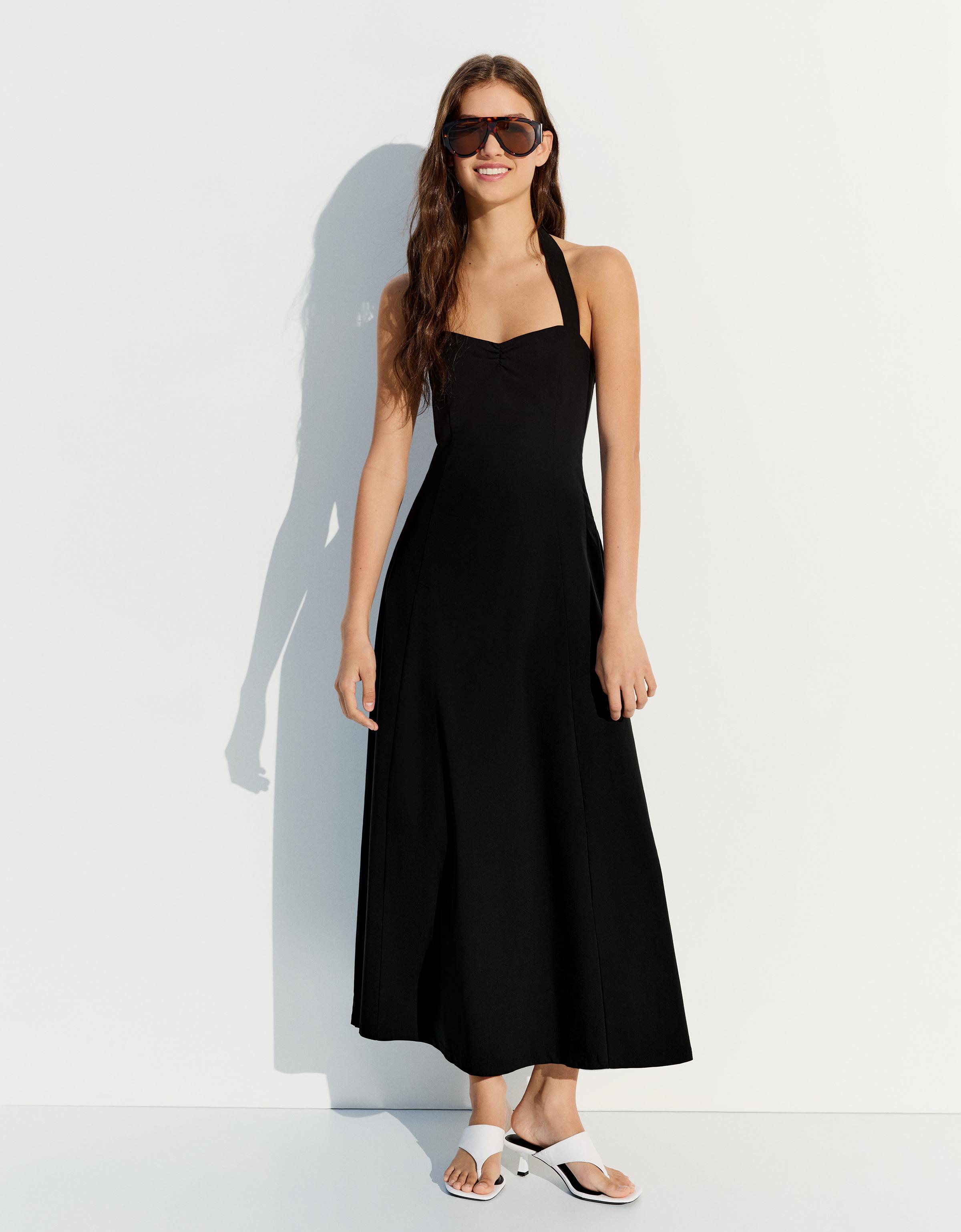 Halterneck midi dress — Black