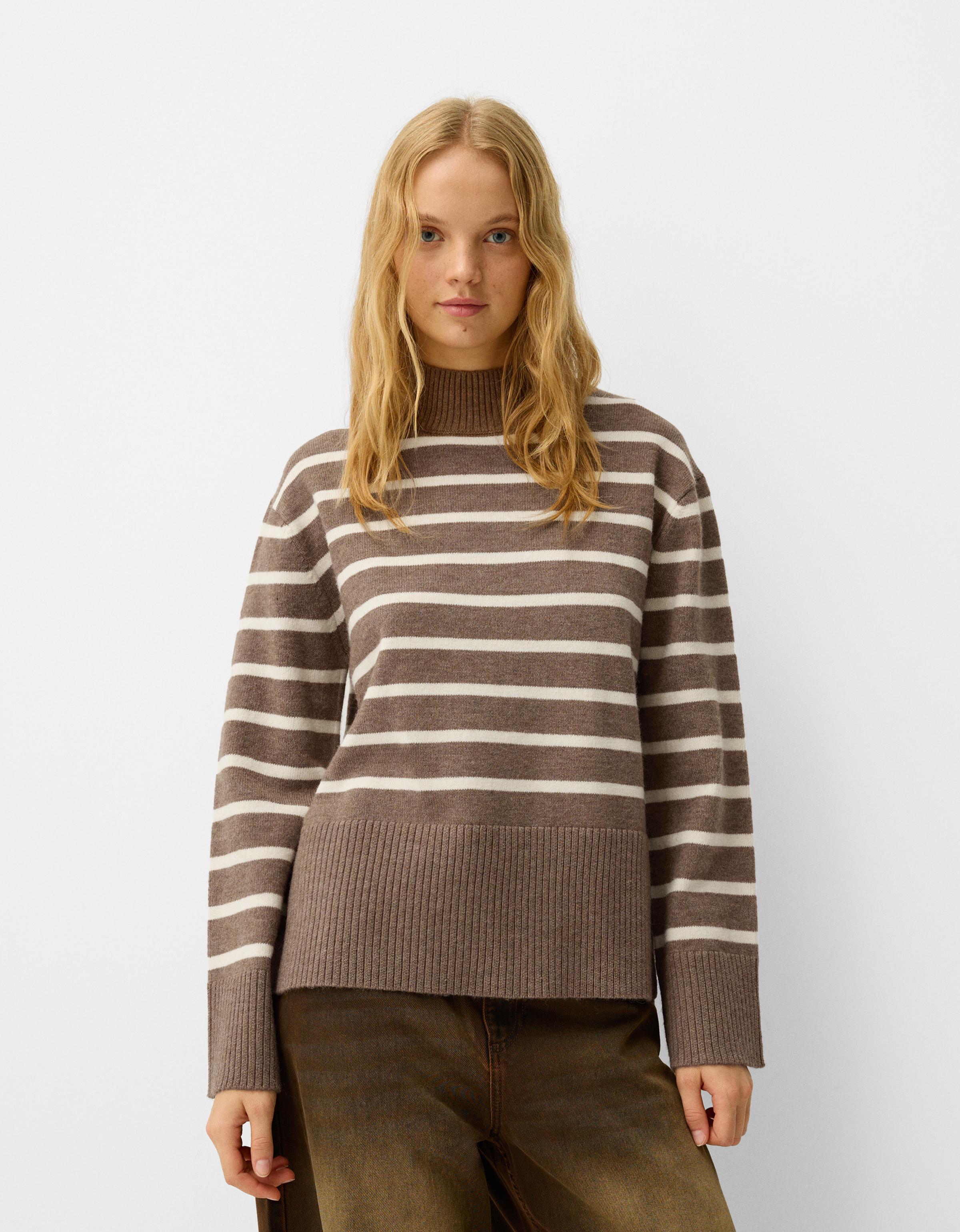 Bershka Rollkragenpullover Damen S Braun